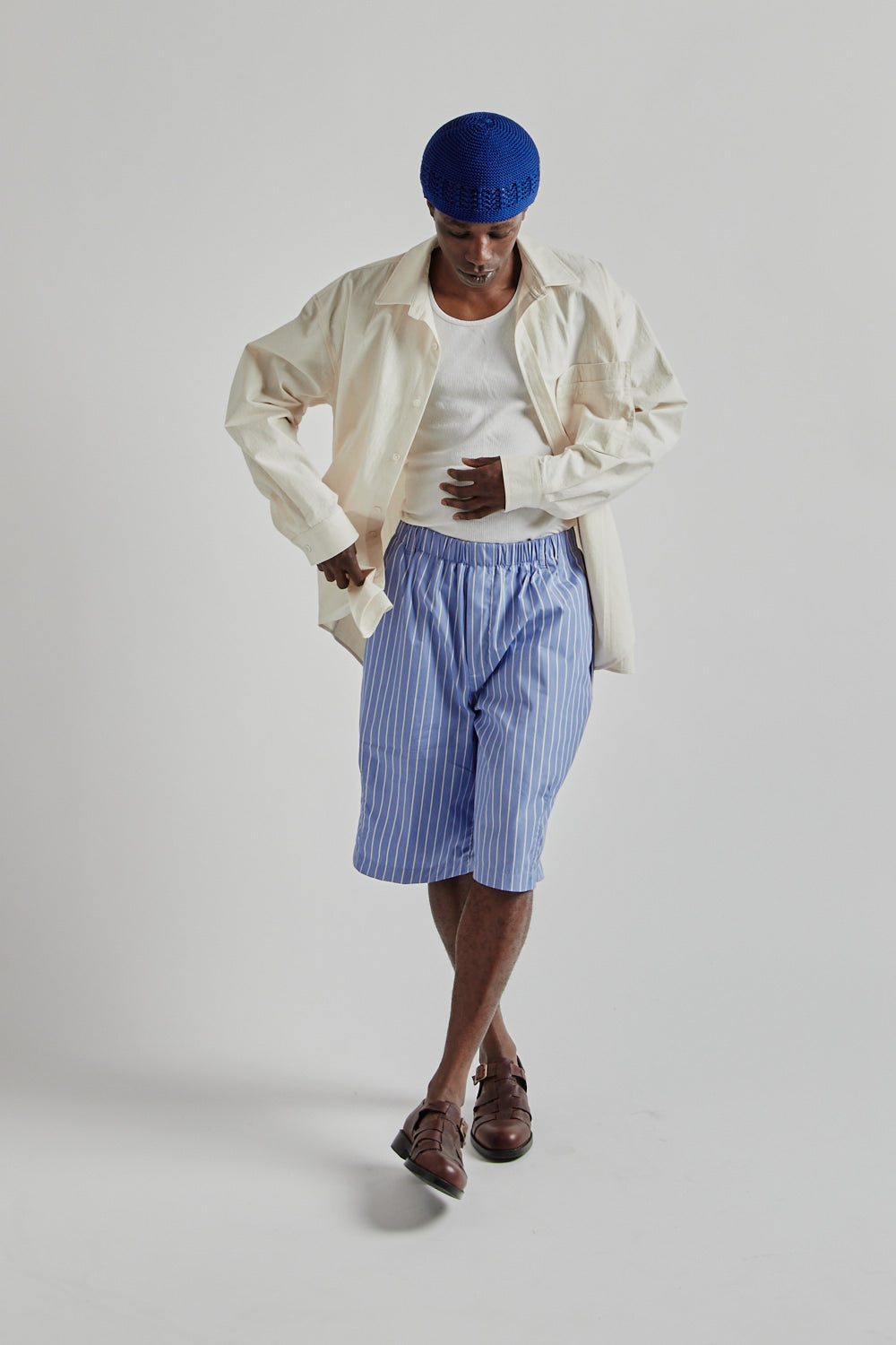 S.K Manor Hill SS25 Solar Short Blue White Stripes 10