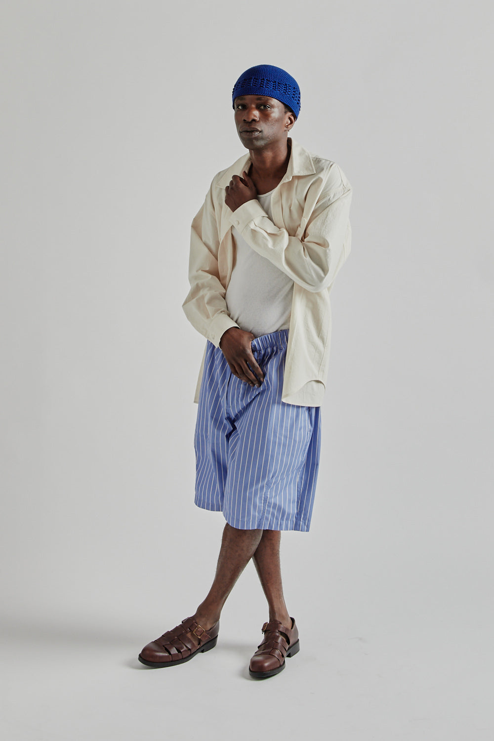 S.K Manor Hill SS25 Solar Short Blue White Stripes 12