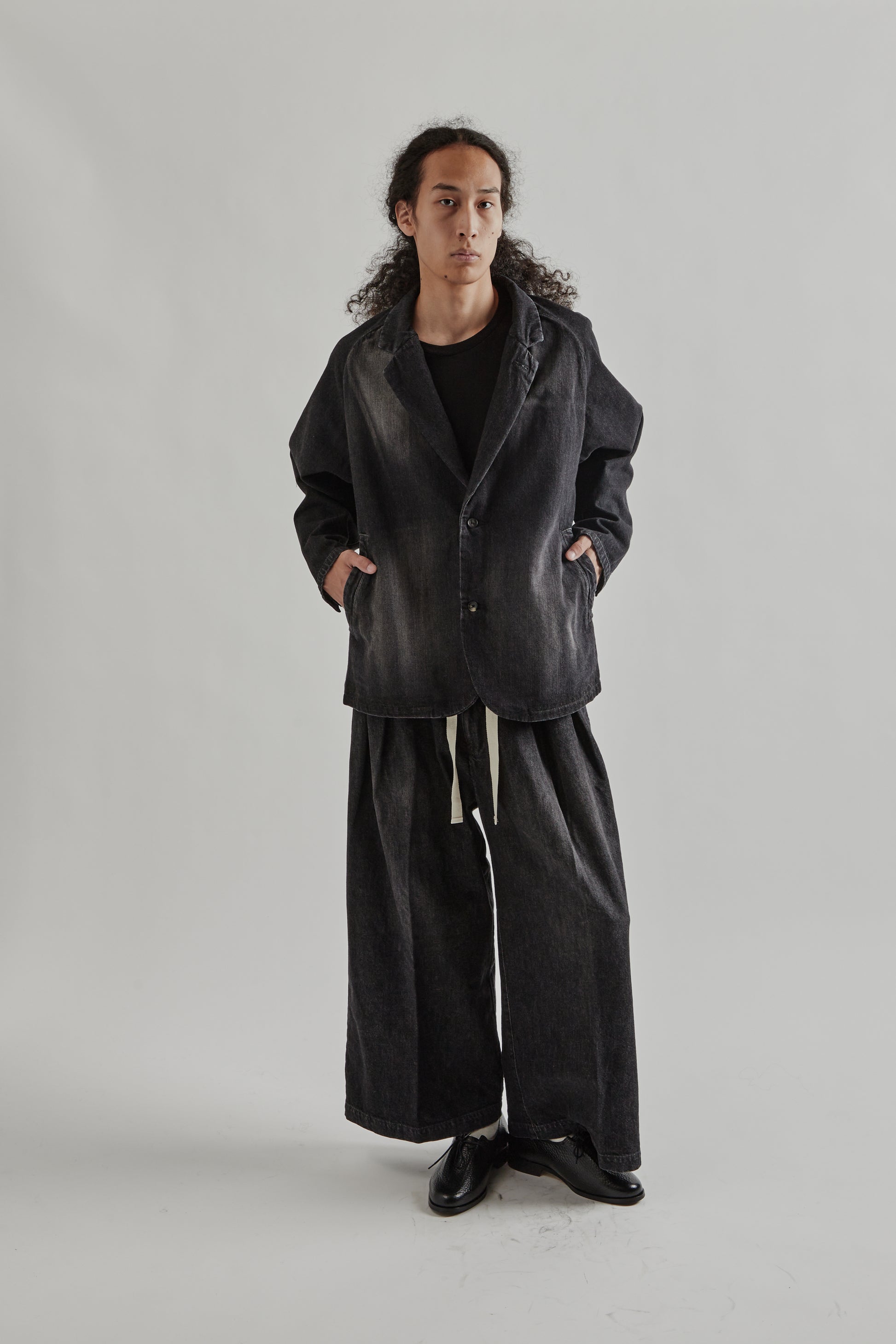 Sillage FW25 Veste Two Button Black Denim Damaged17