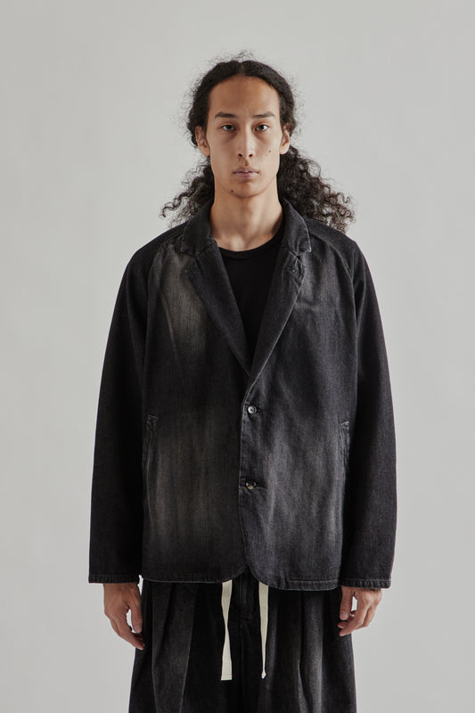 Sillage FW25 Veste Two Button Black Denim Damaged2