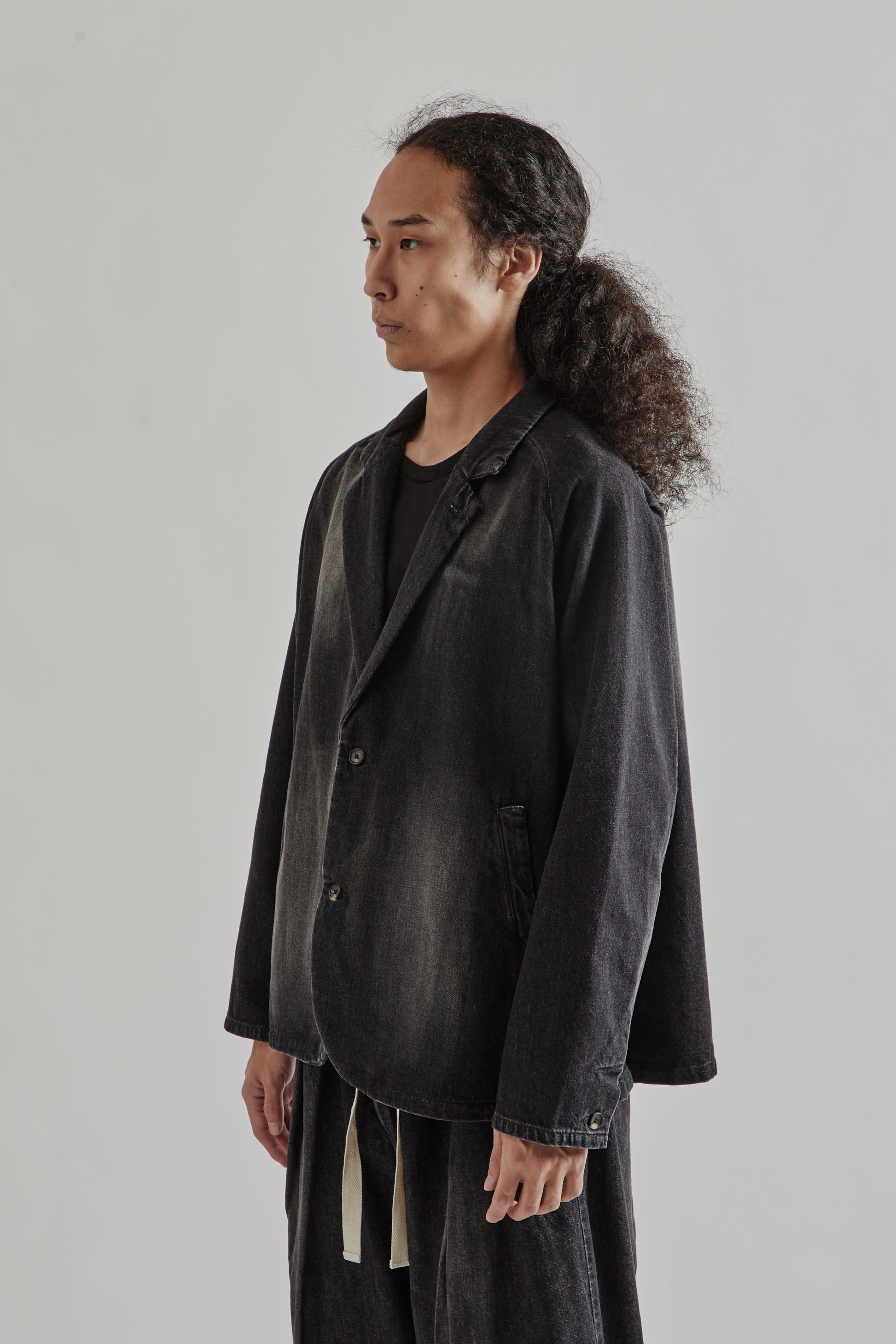 Sillage FW25 Veste Two Button Black Denim Damaged4