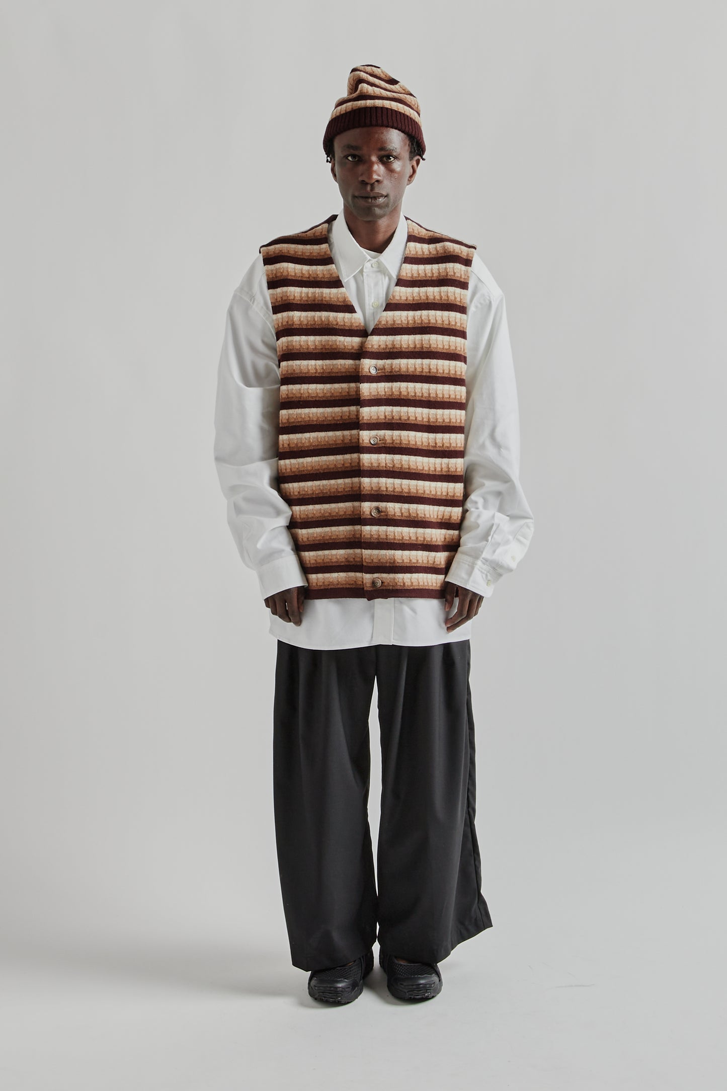 Gilet Three D Knit - Brown Mix