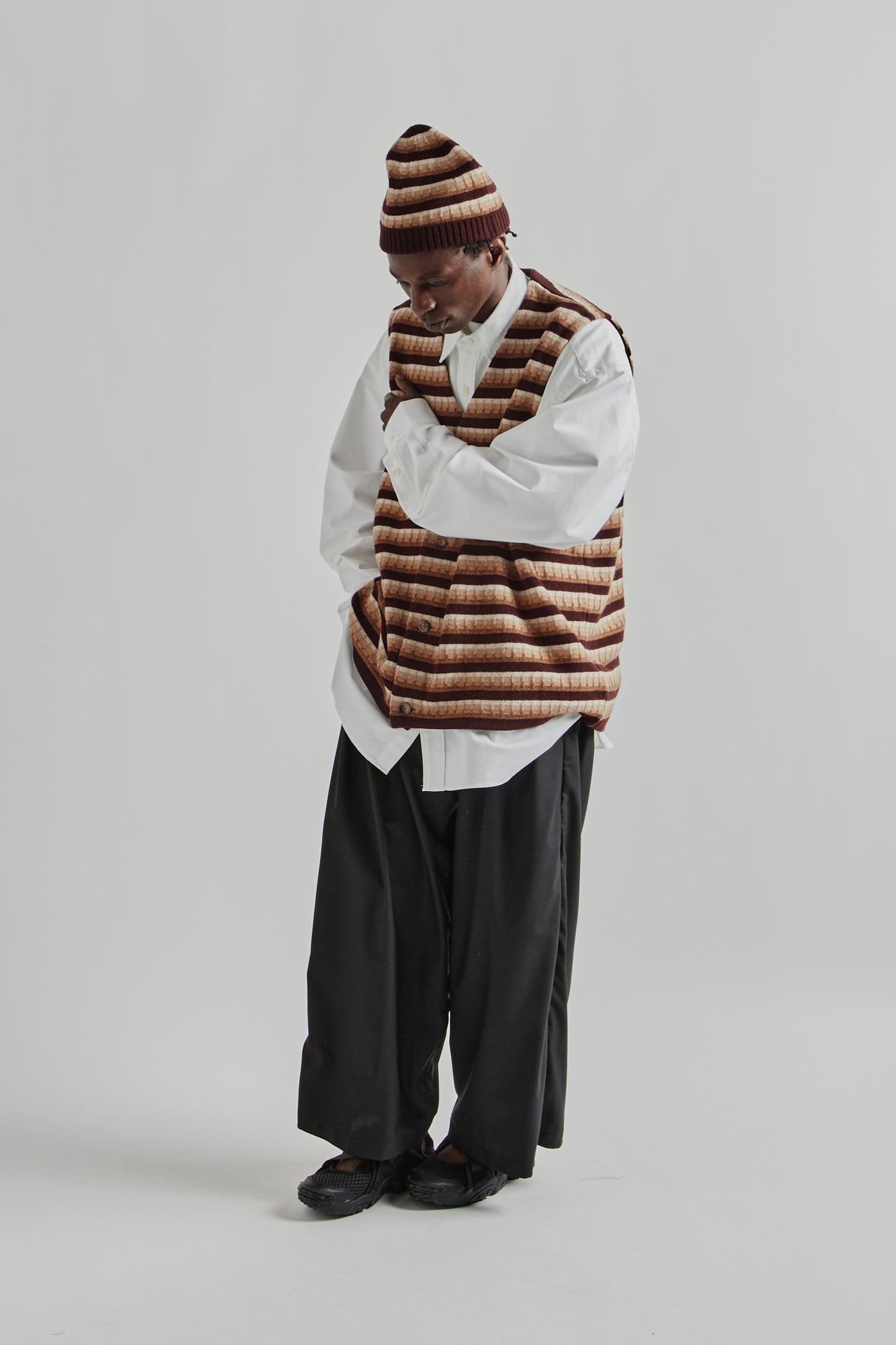 Gilet Three D Knit - Brown Mix