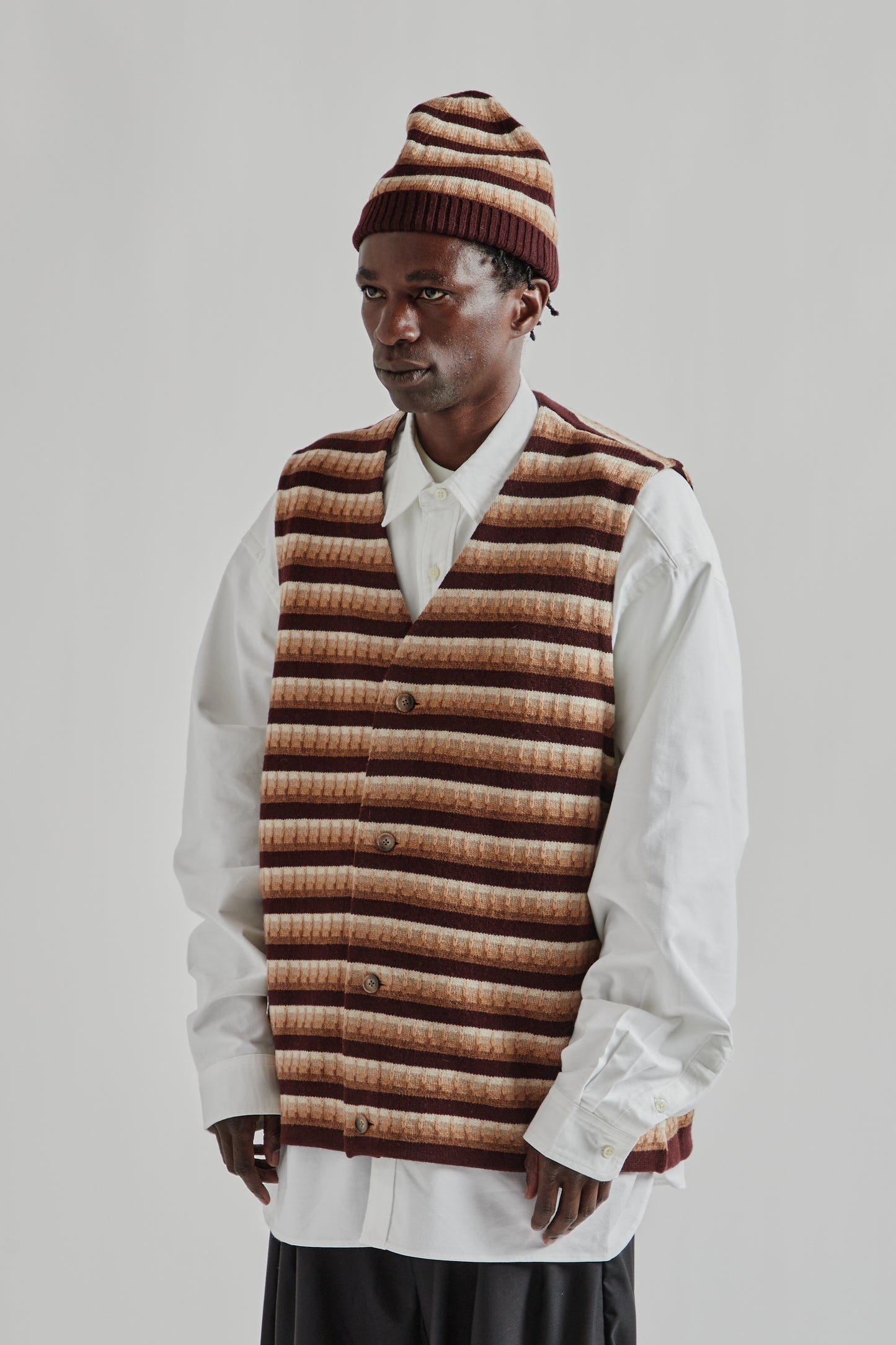 Gilet Three D Knit - Brown Mix