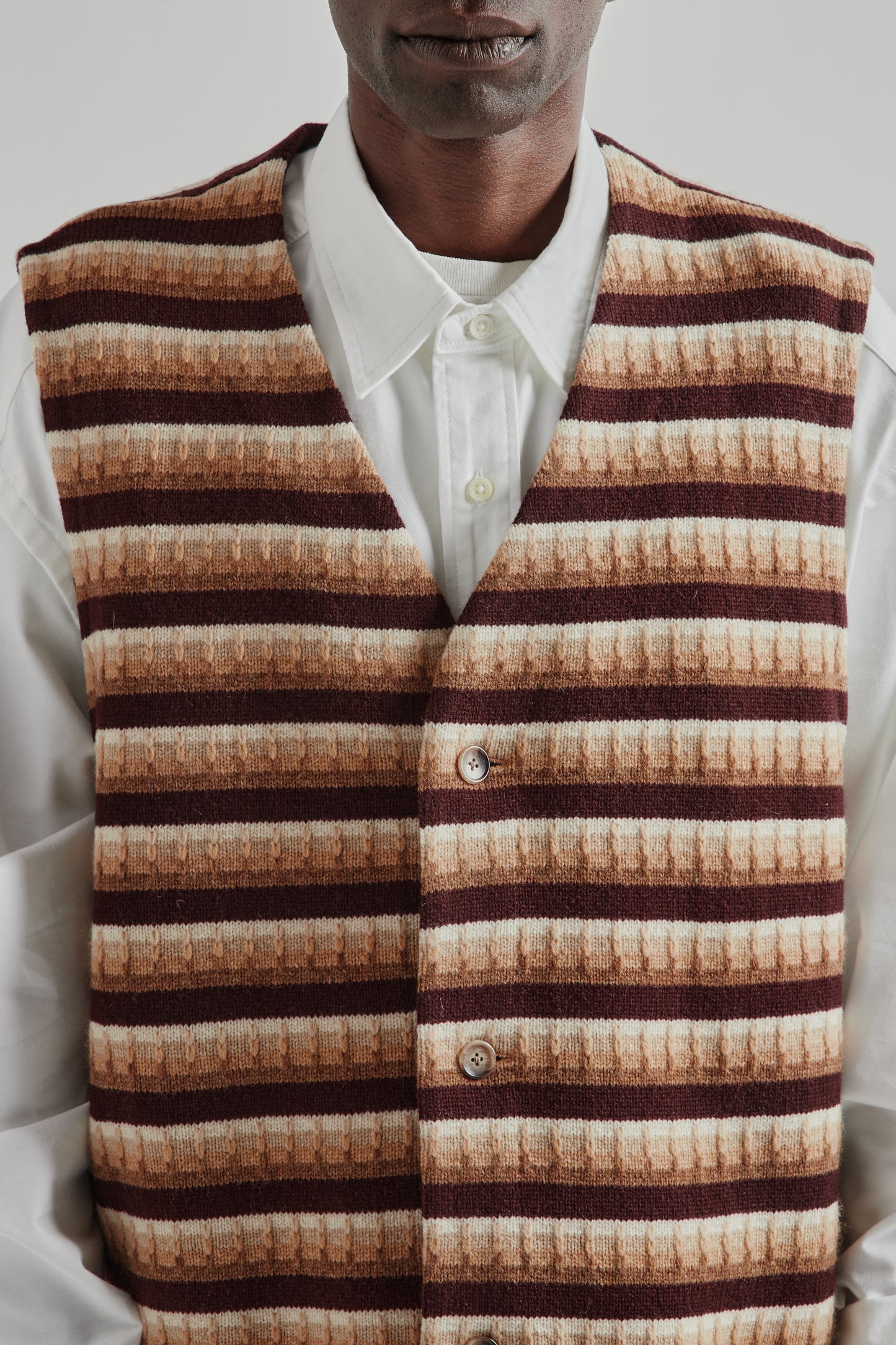 Gilet Three D Knit - Brown Mix