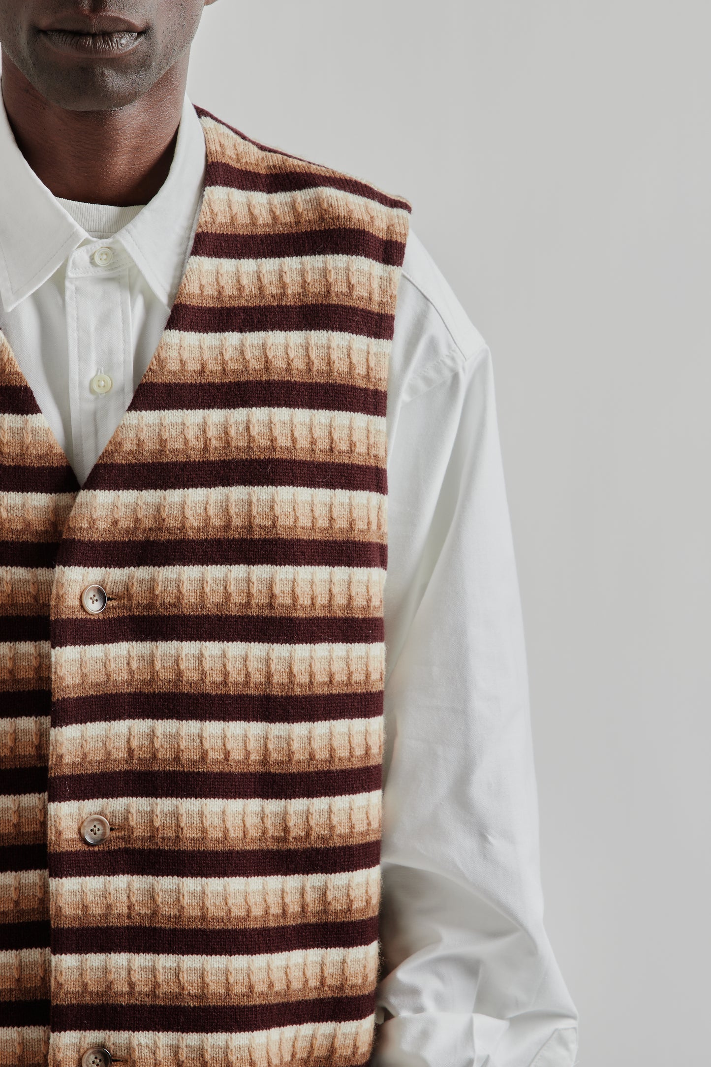 Gilet Three D Knit - Brown Mix