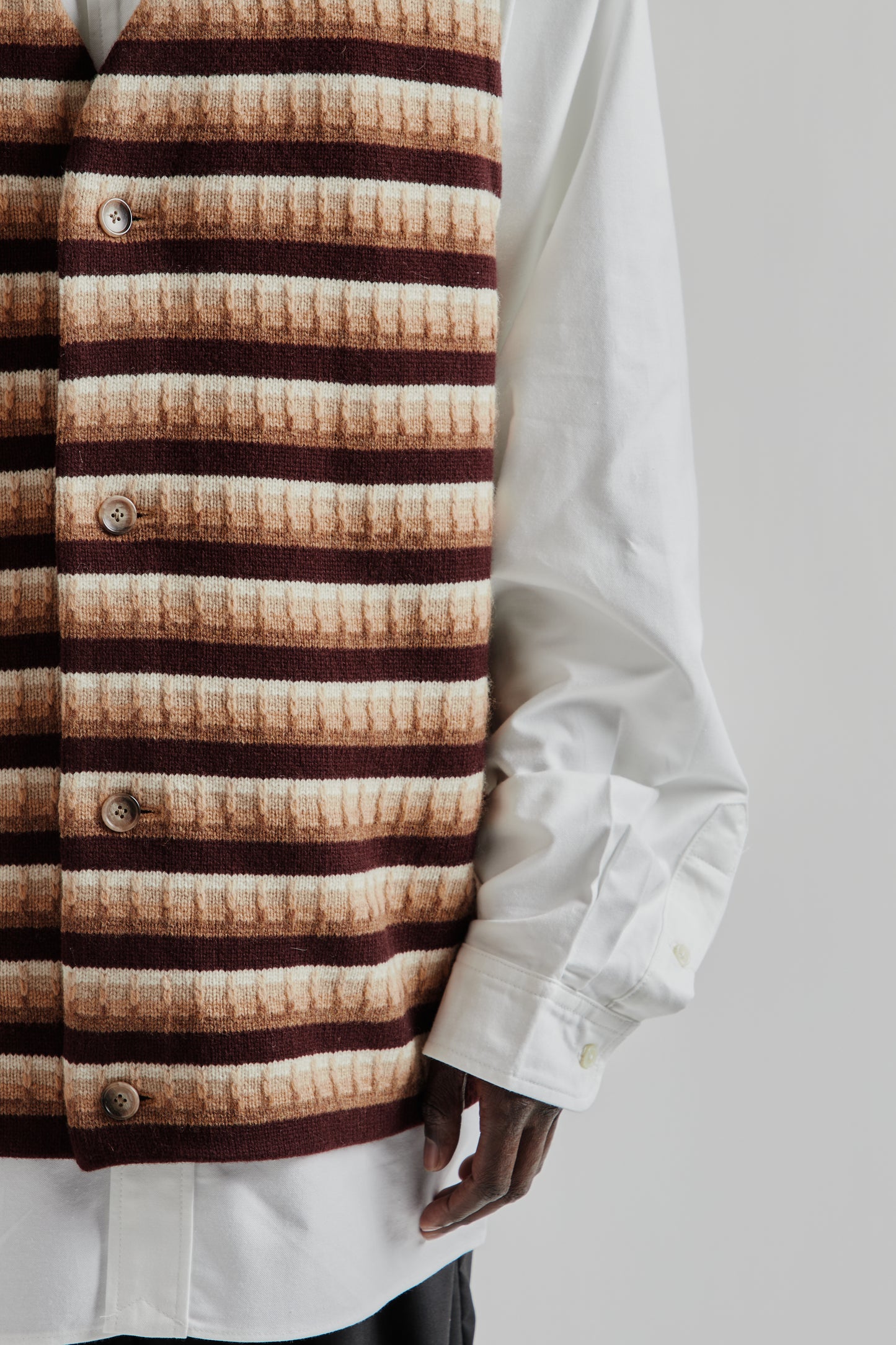 Gilet Three D Knit - Brown Mix