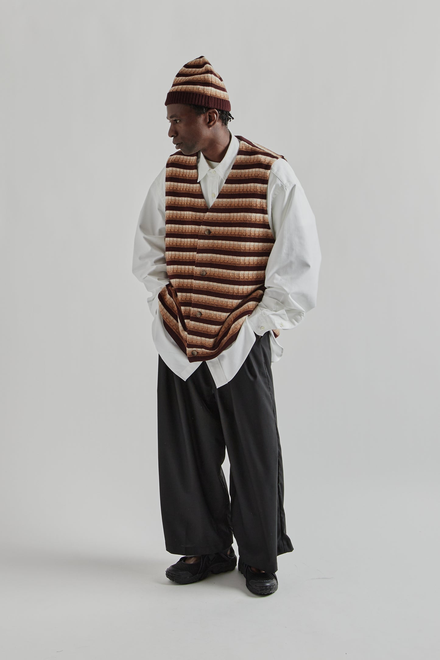 Gilet Three D Knit - Brown Mix