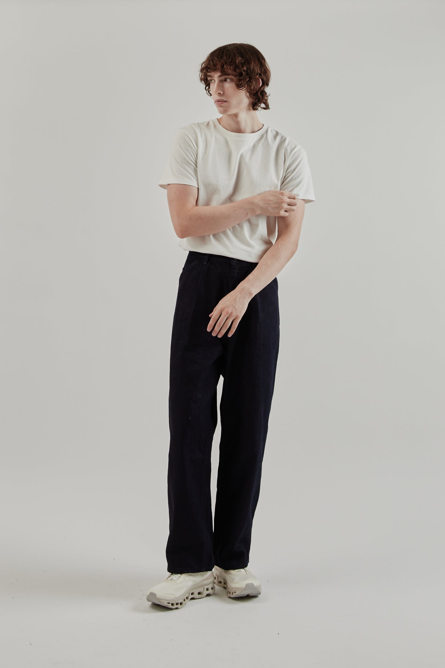 Still By Hand FW25 12oz Denim 1 Tuck Pants Dark Navy 10