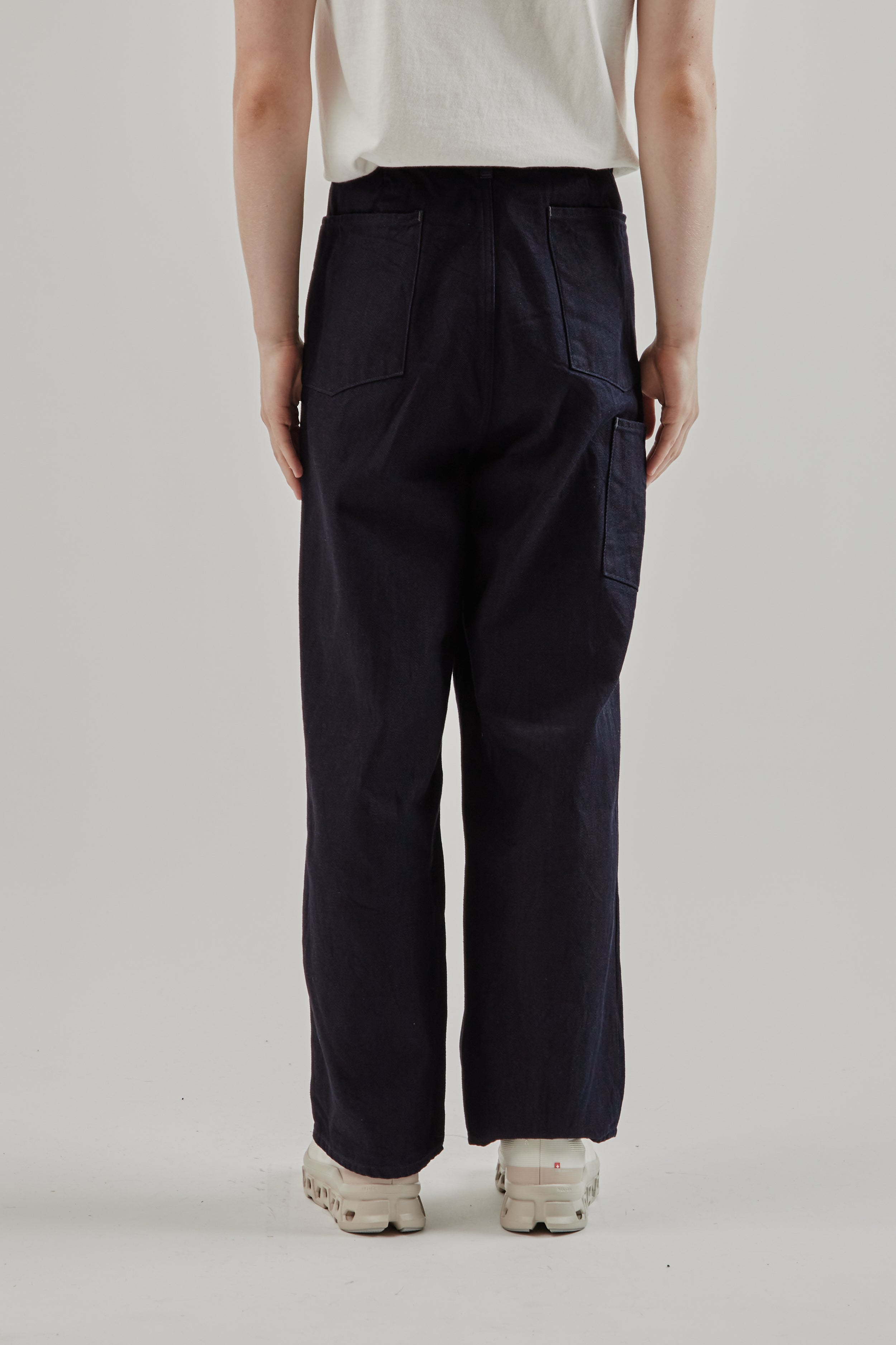 【。。。】tuck design denim pants Still By Hand 12oz Denim 1 Tuck Pants - Dark Navy | Wallace