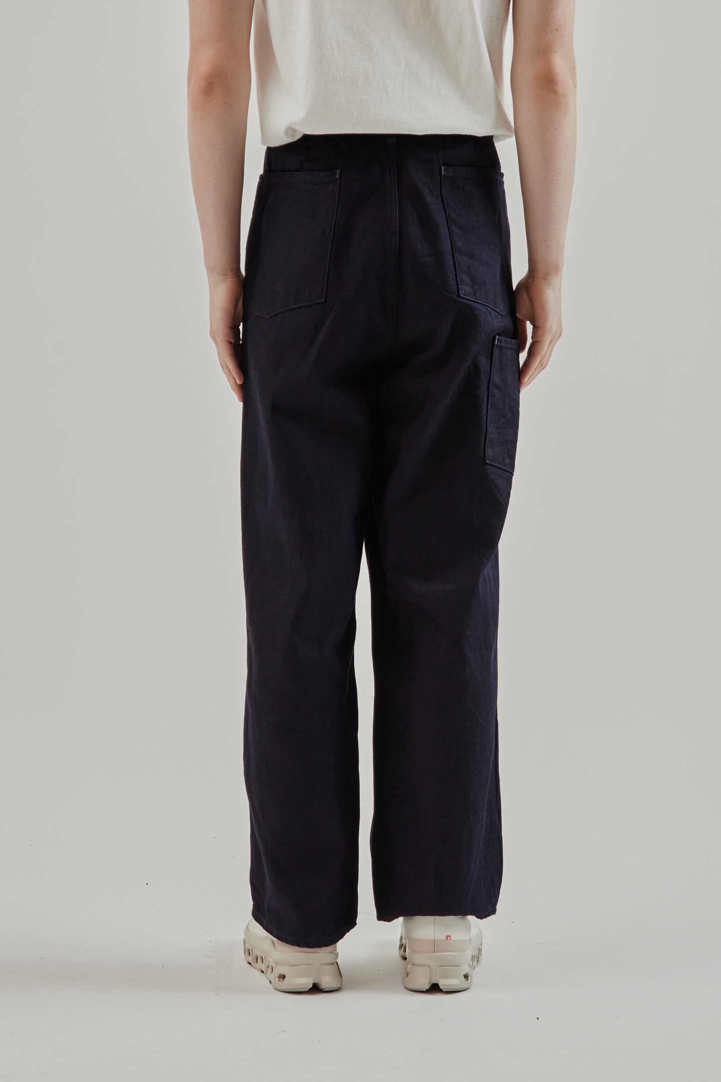 Still By Hand FW25 12oz Denim 1 Tuck Pants Dark Navy 4