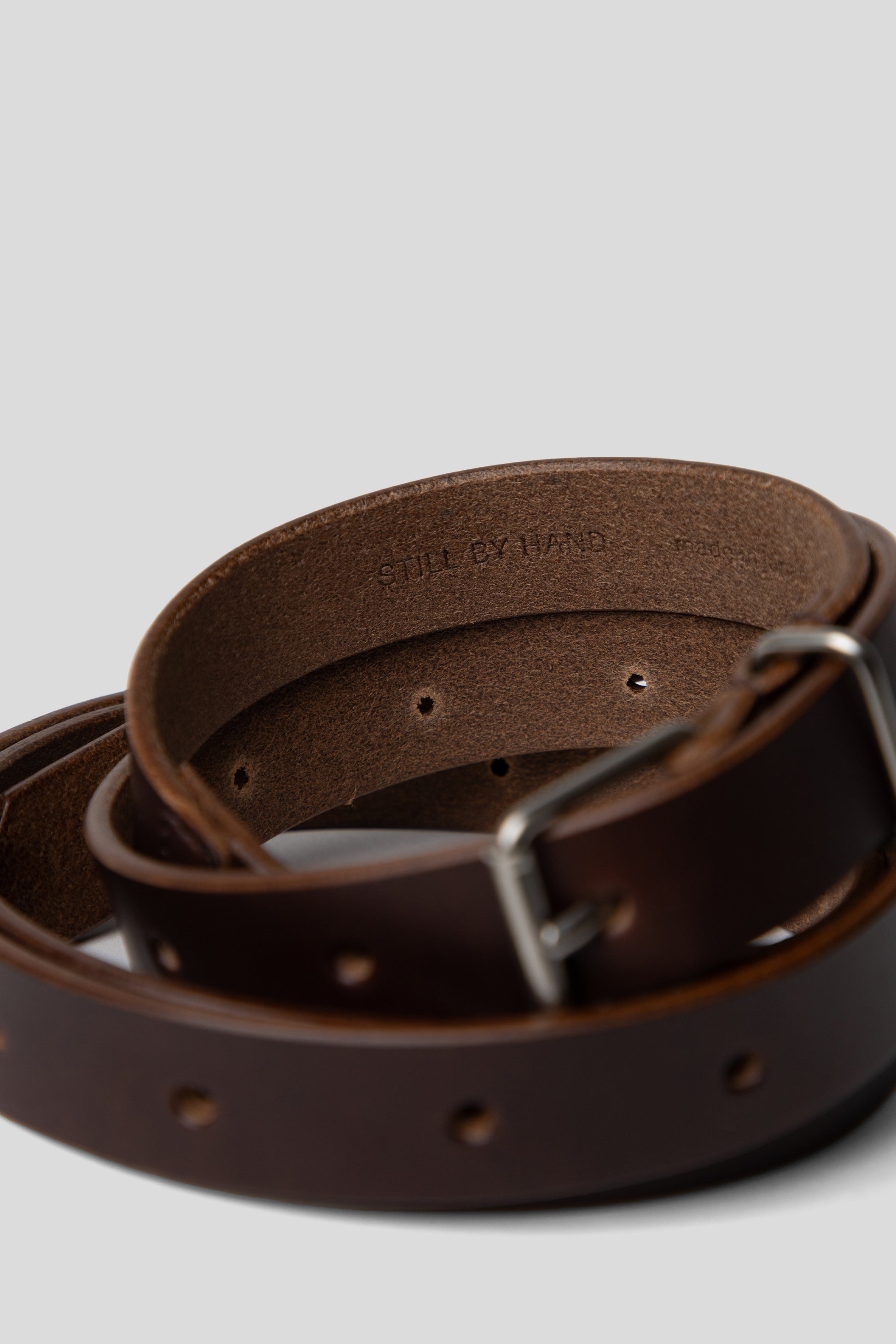 Still By Hand FW25 18mm Leather Belt Brown 2