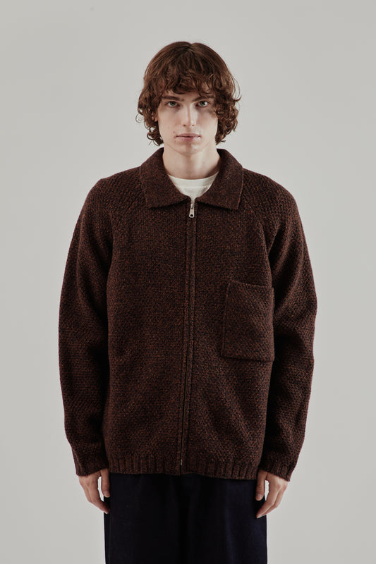 Still By Hand FW25 5G Knitted Blouson Melange Brown 2