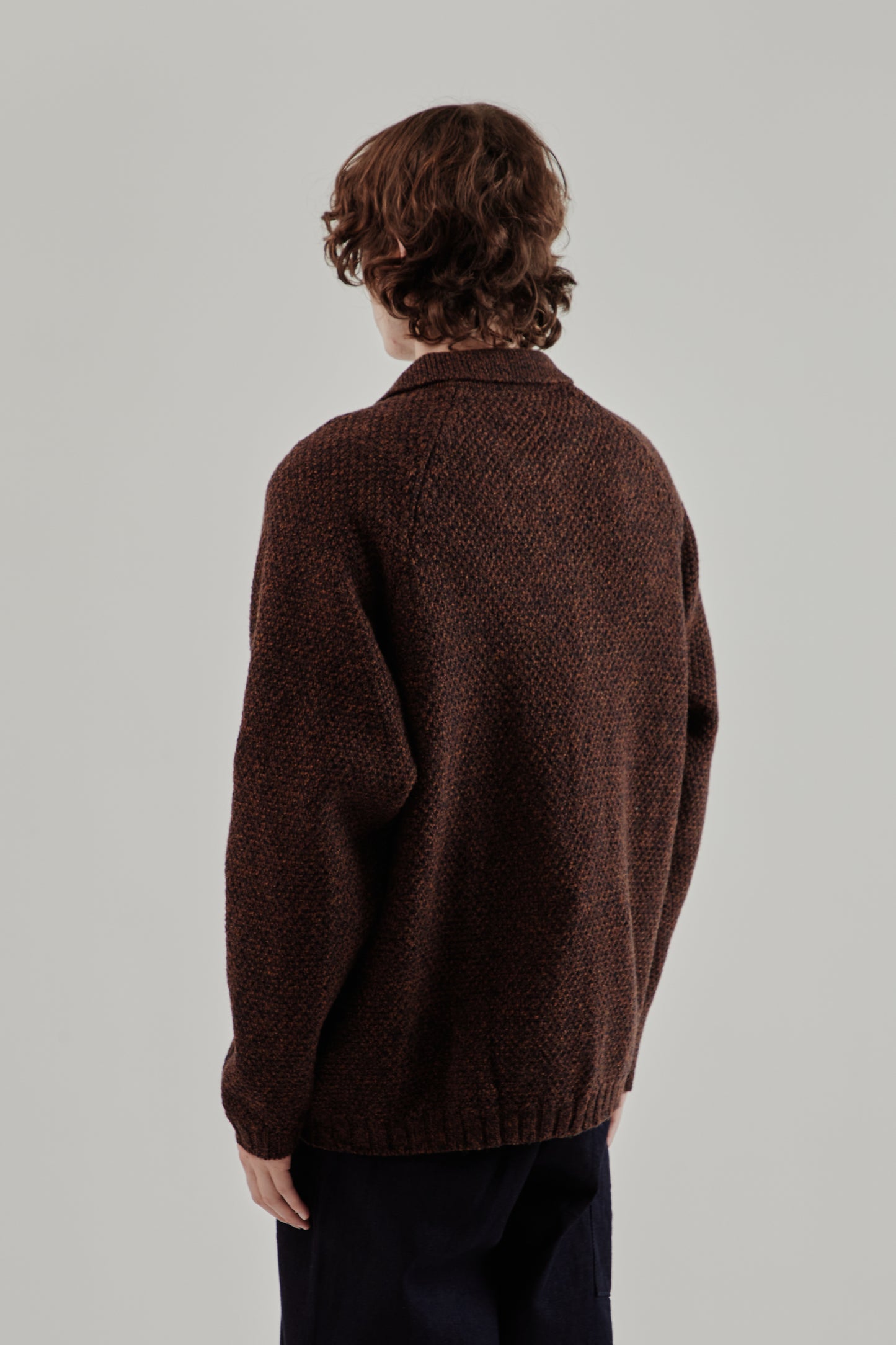 Still By Hand FW25 5G Knitted Blouson Melange Brown 4