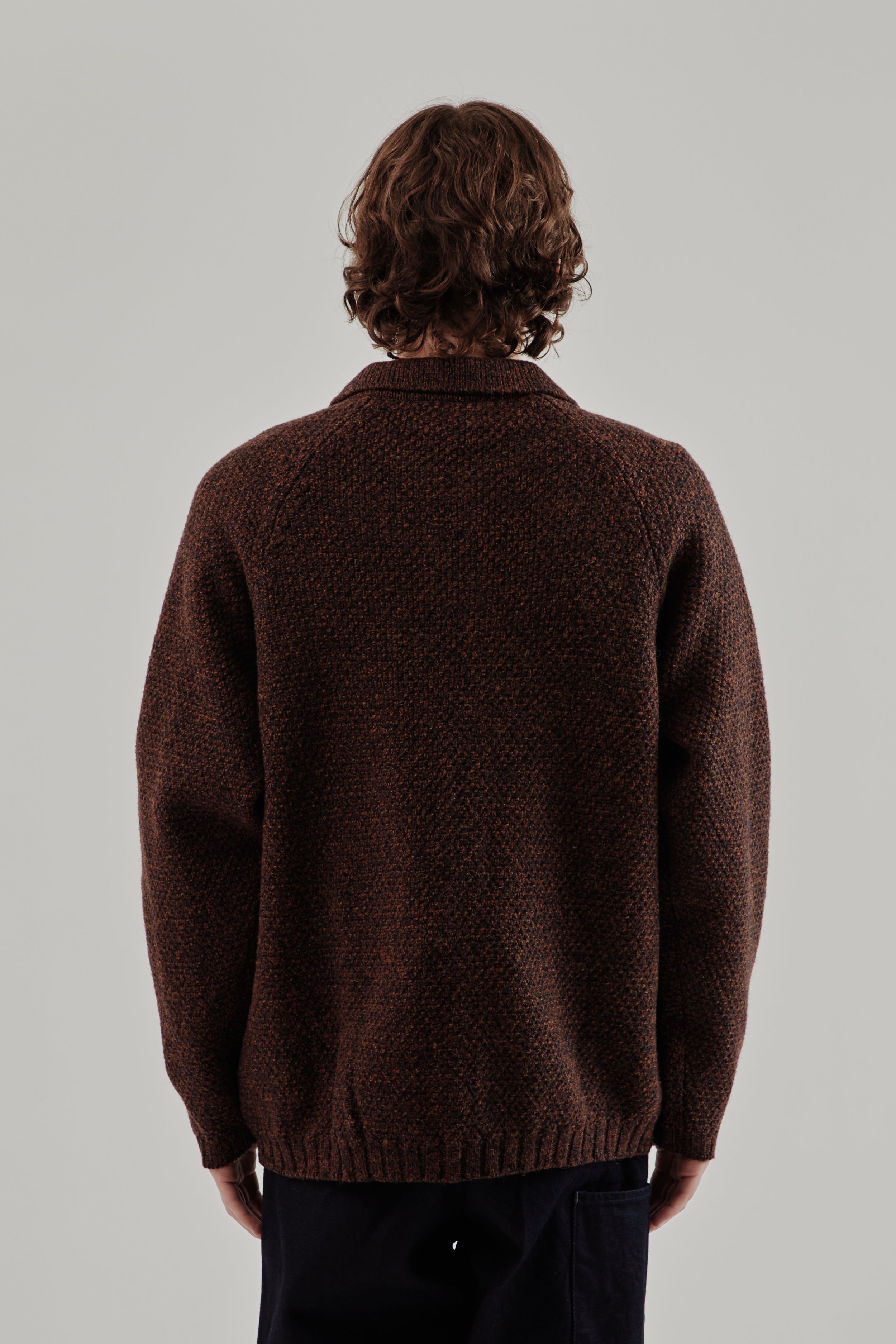 Still By Hand 5G Knitted Blouson - Melange Brown | Wallace