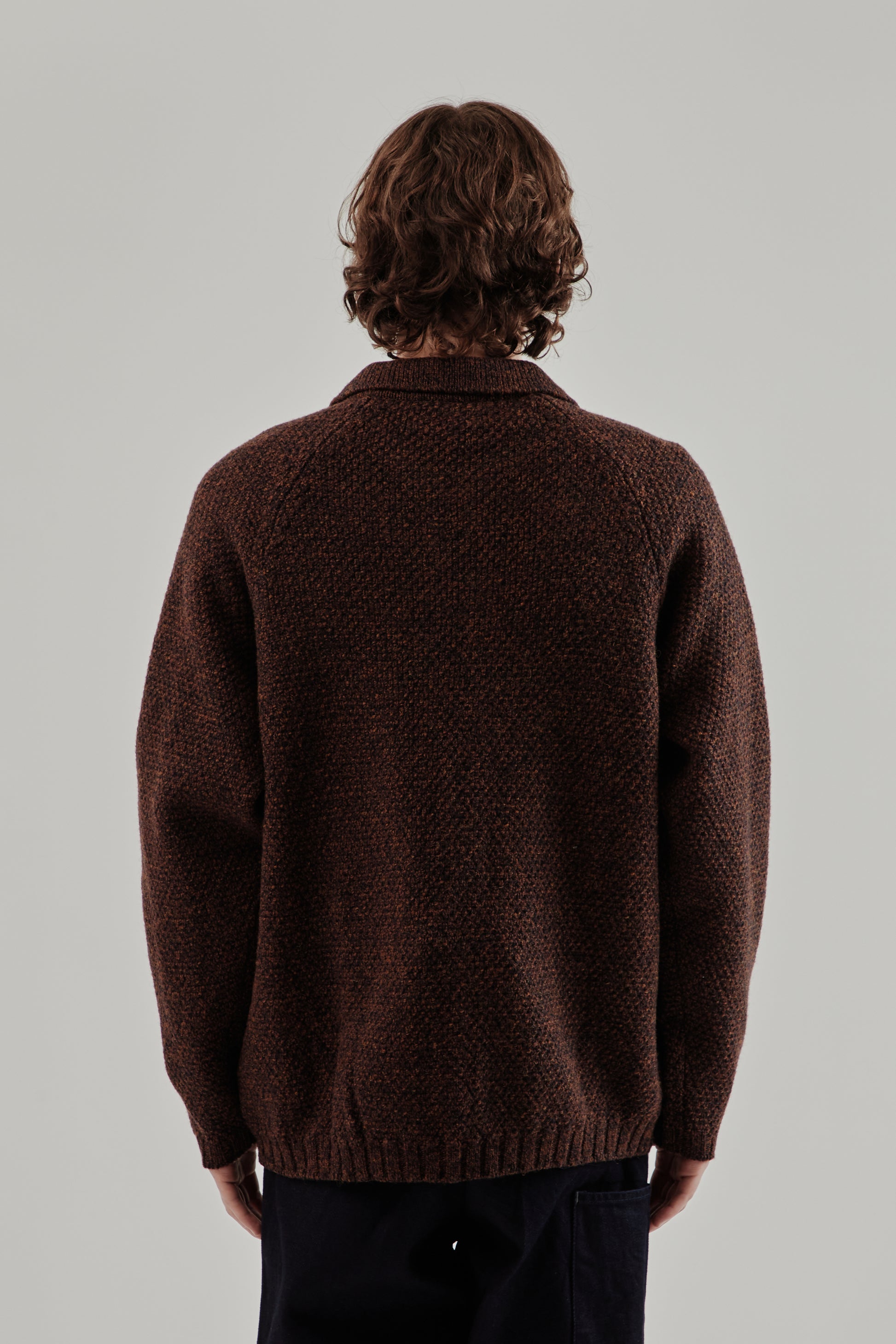 Still By Hand FW25 5G Knitted Blouson Melange Brown 5
