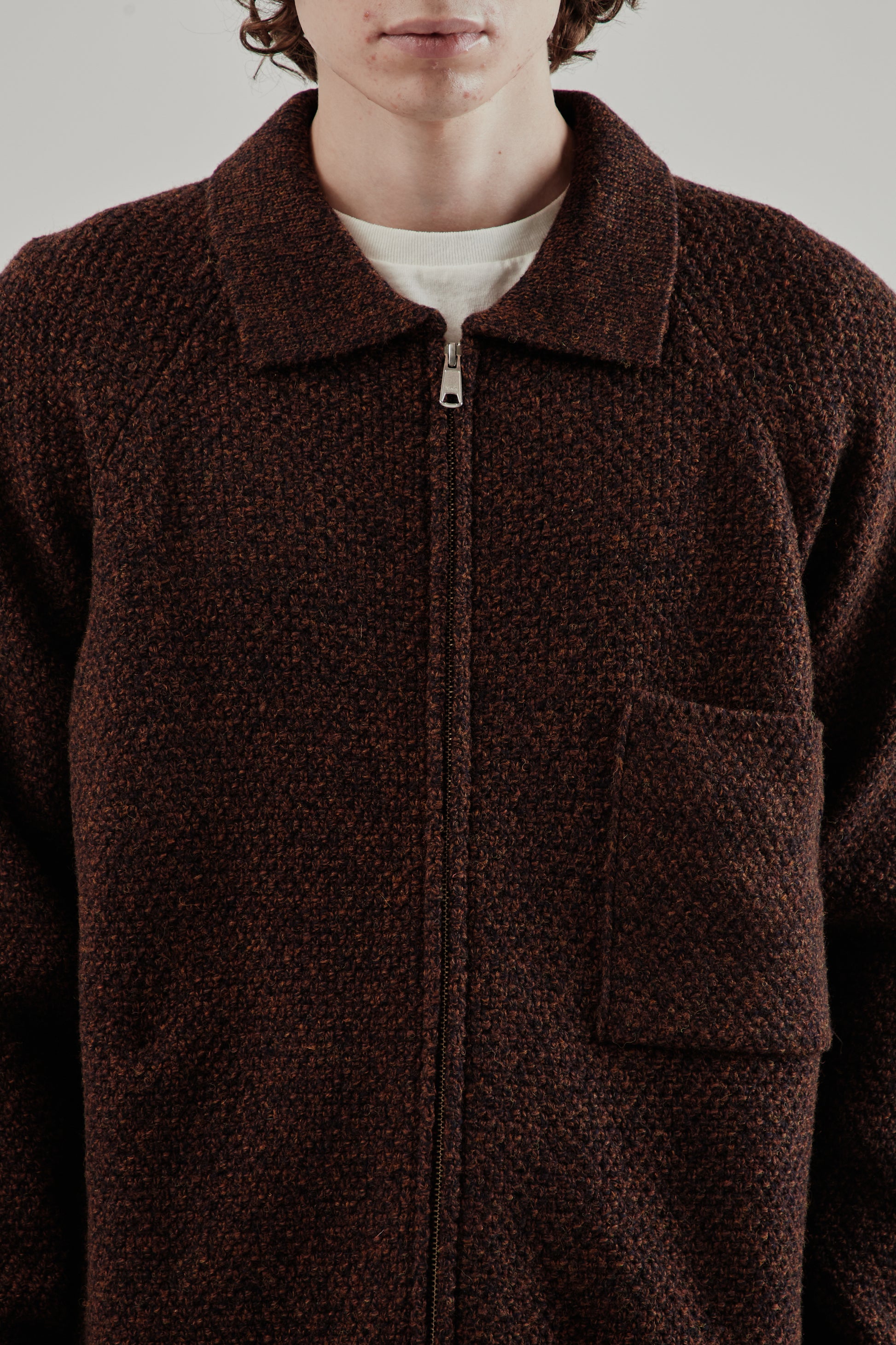 Still By Hand FW25 5G Knitted Blouson Melange Brown 6