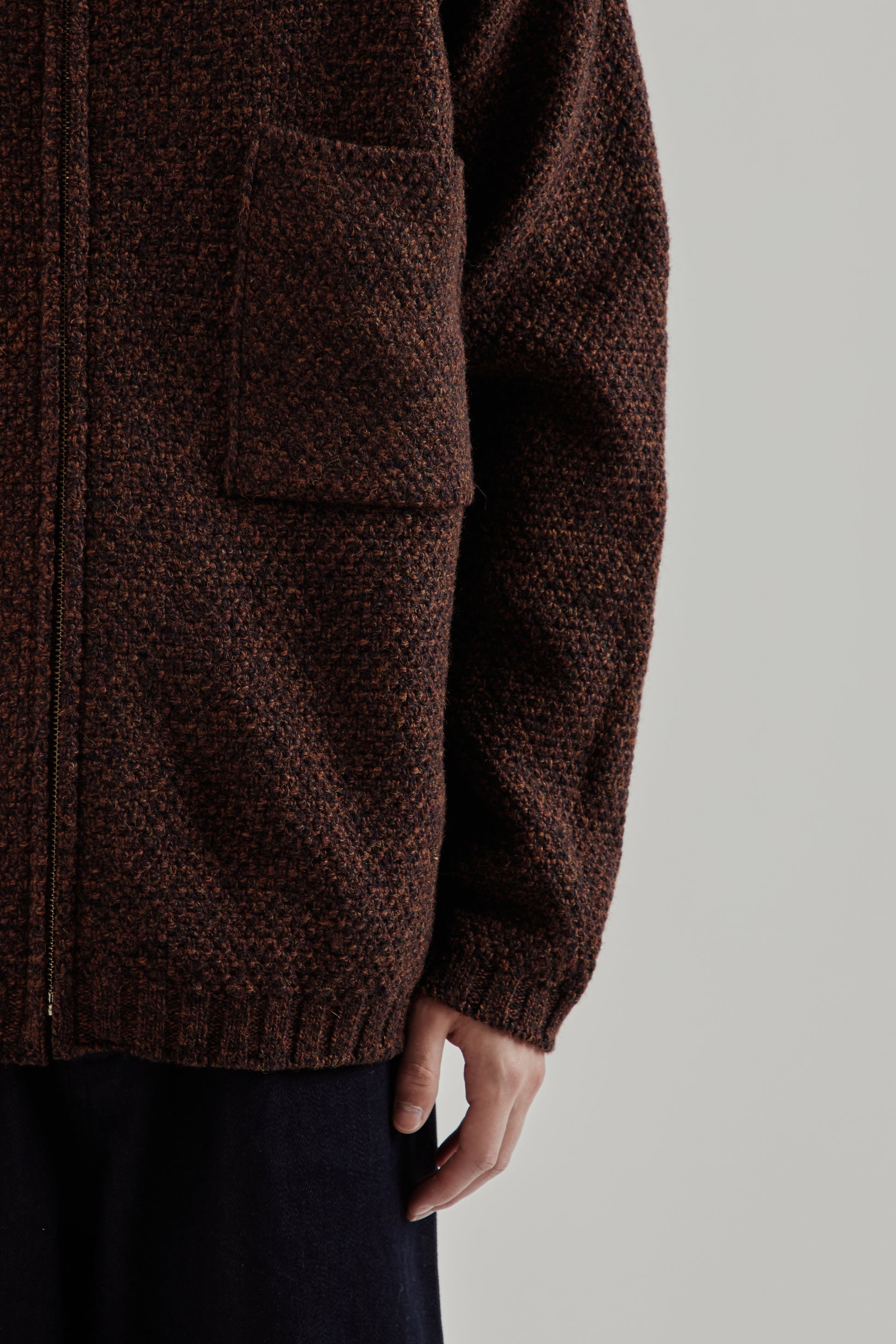 Still By Hand FW25 5G Knitted Blouson Melange Brown 8