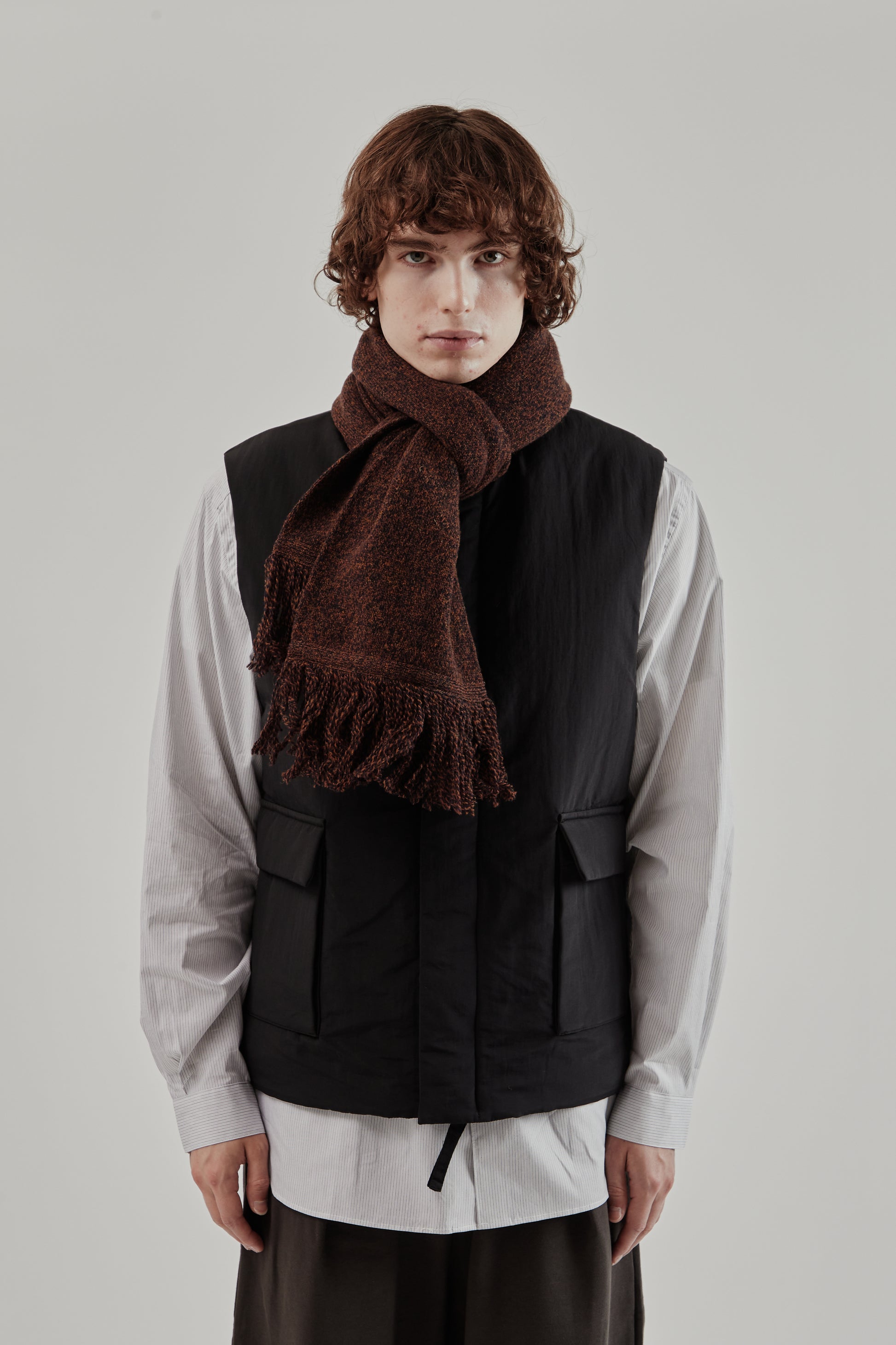 Still By Hand FW25 7G Fringe Muffler Melange Brown 1