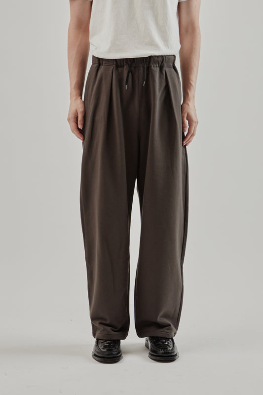 Still By Hand FW25 Cotton Jersey Wide pants Brown Charcoal 3