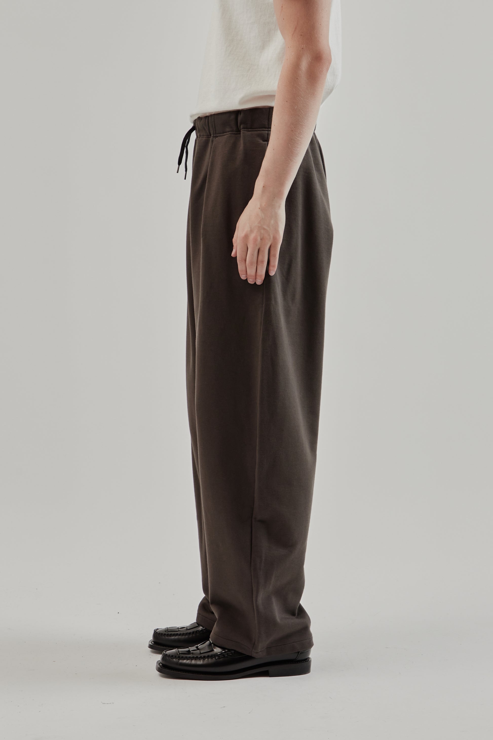 Still By Hand FW25 Cotton Jersey Wide pants Brown Charcoal 4