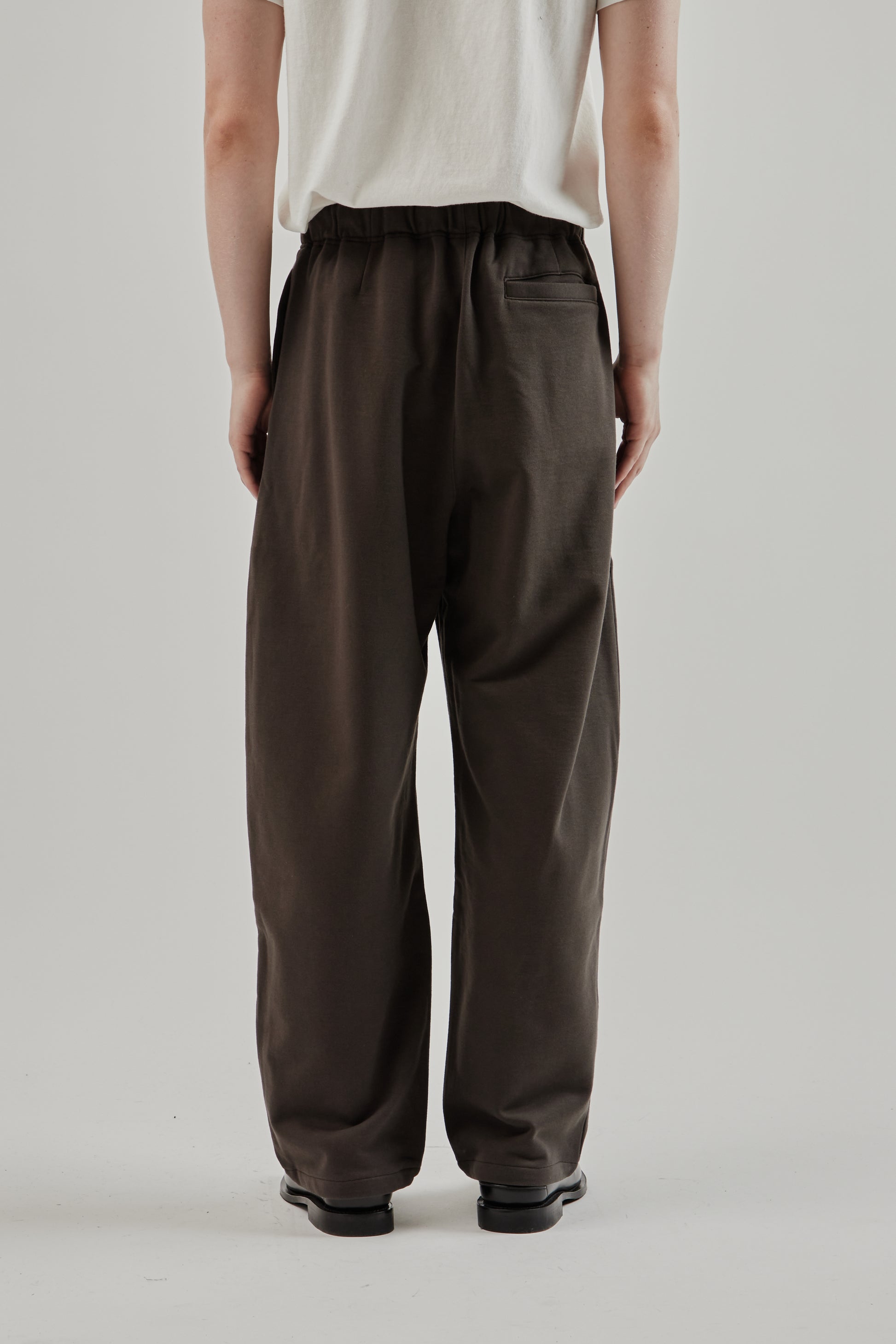 Still By Hand FW25 Cotton Jersey Wide pants Brown Charcoal 5