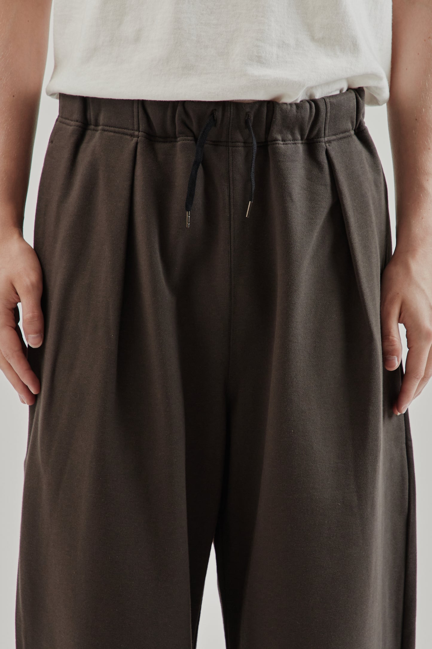 Still By Hand FW25 Cotton Jersey Wide pants Brown Charcoal 7