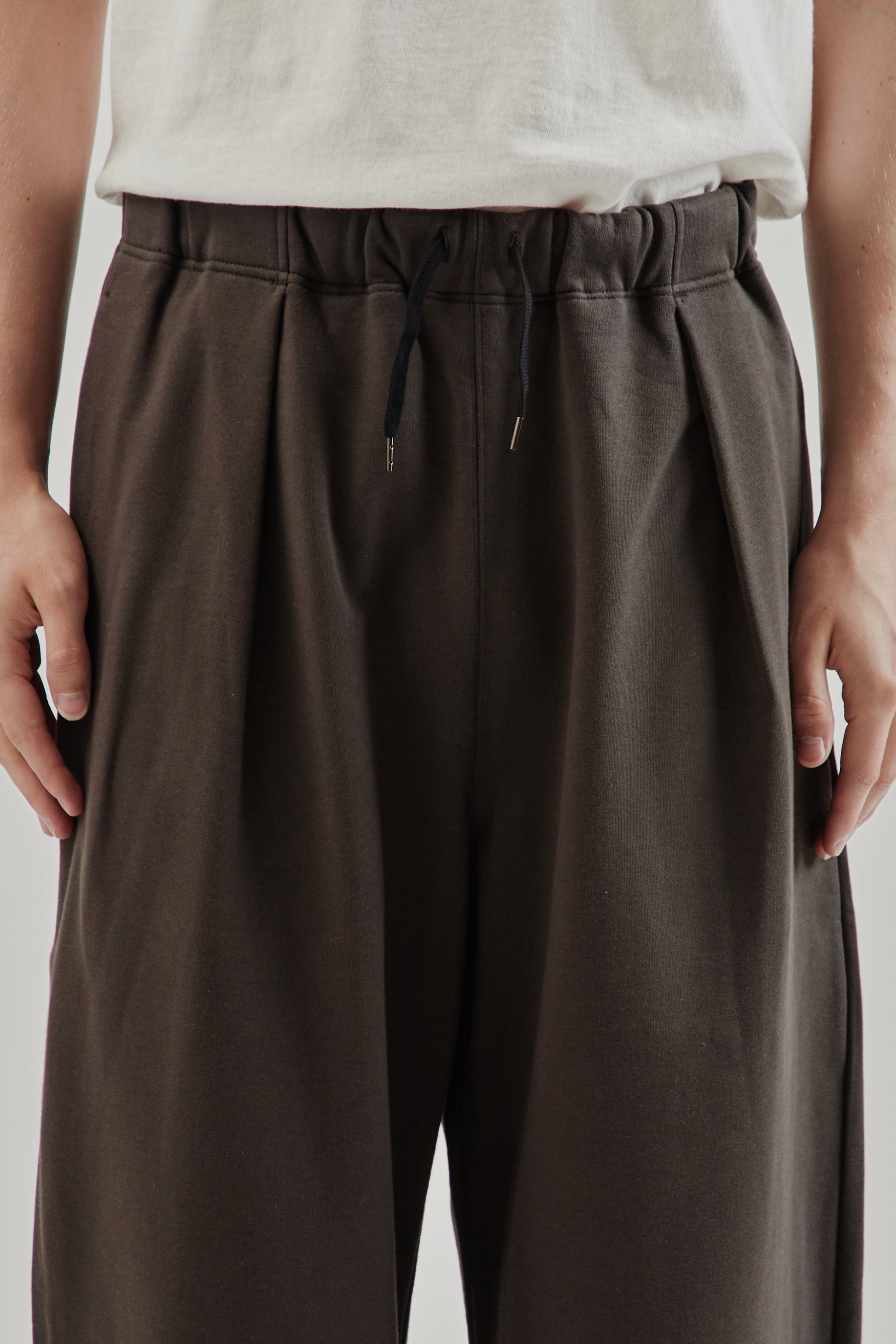 Still By Hand FW25 Cotton Jersey Wide pants Brown Charcoal 7
