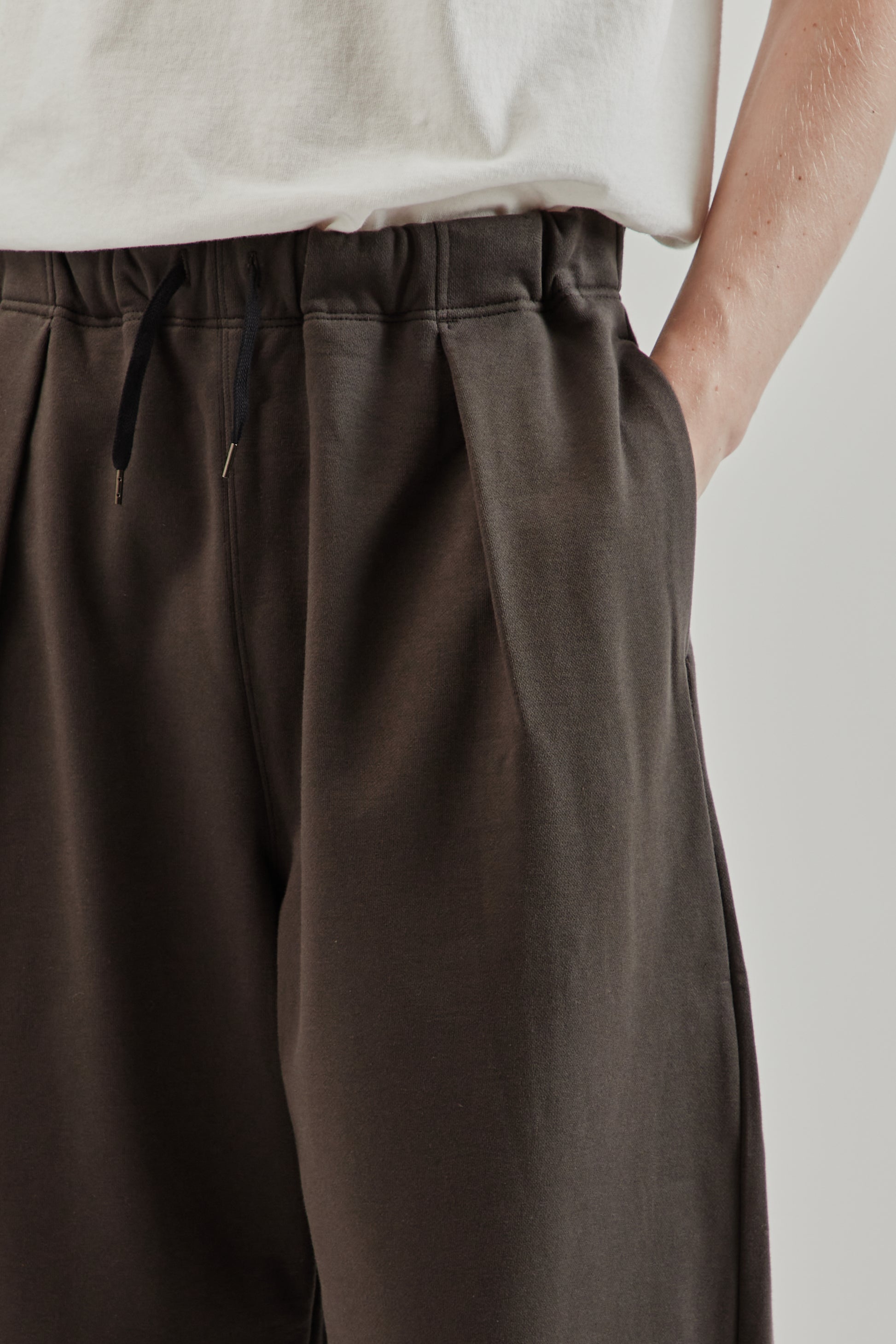 Still By Hand FW25 Cotton Jersey Wide pants Brown Charcoal 8