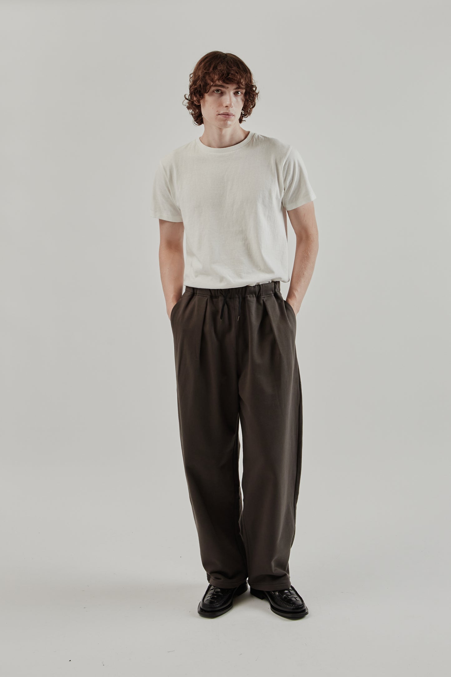 Still By Hand FW25 Cotton Jersey Wide pants Brown Charcoal 9