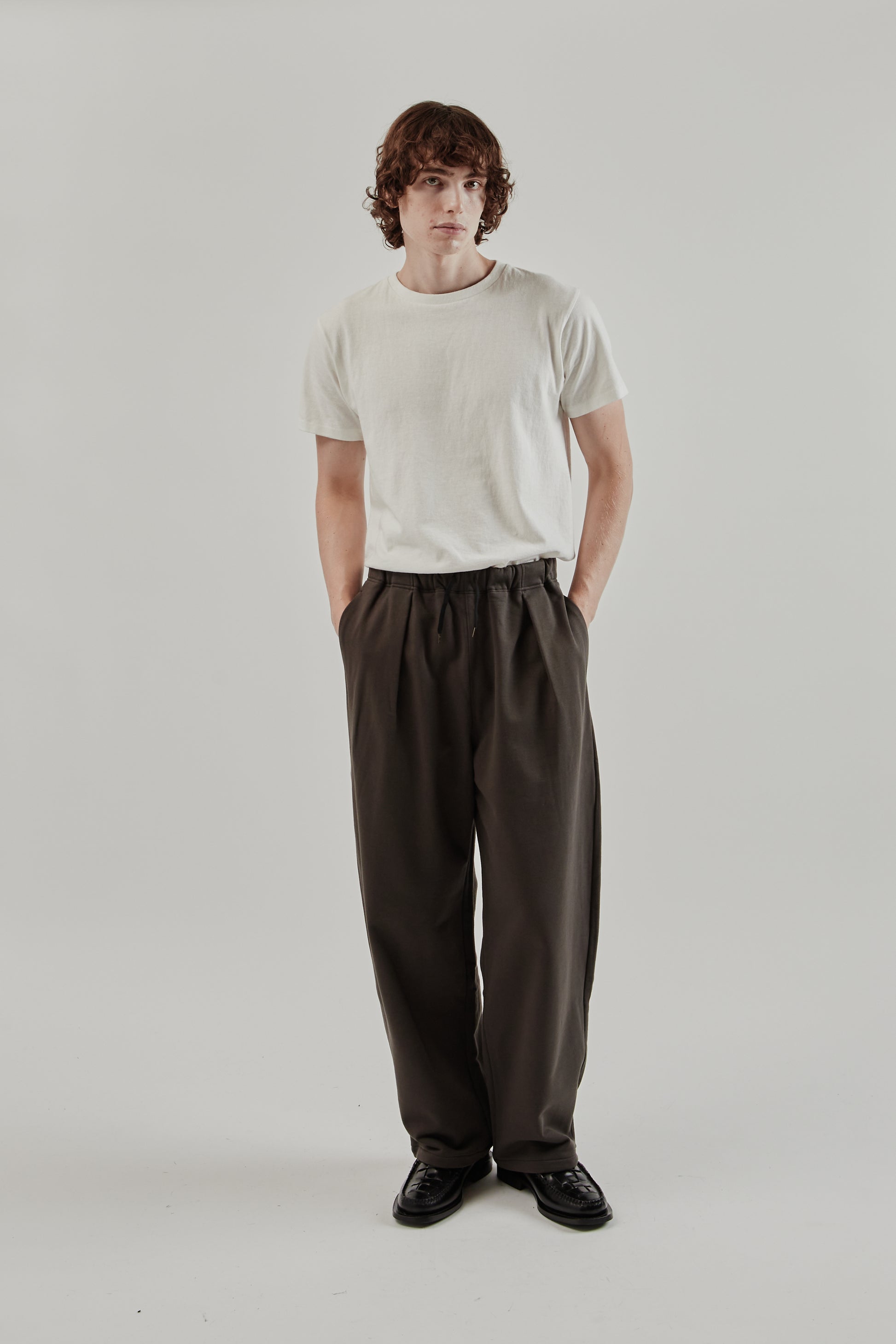 Still By Hand FW25 Cotton Jersey Wide pants Brown Charcoal 9