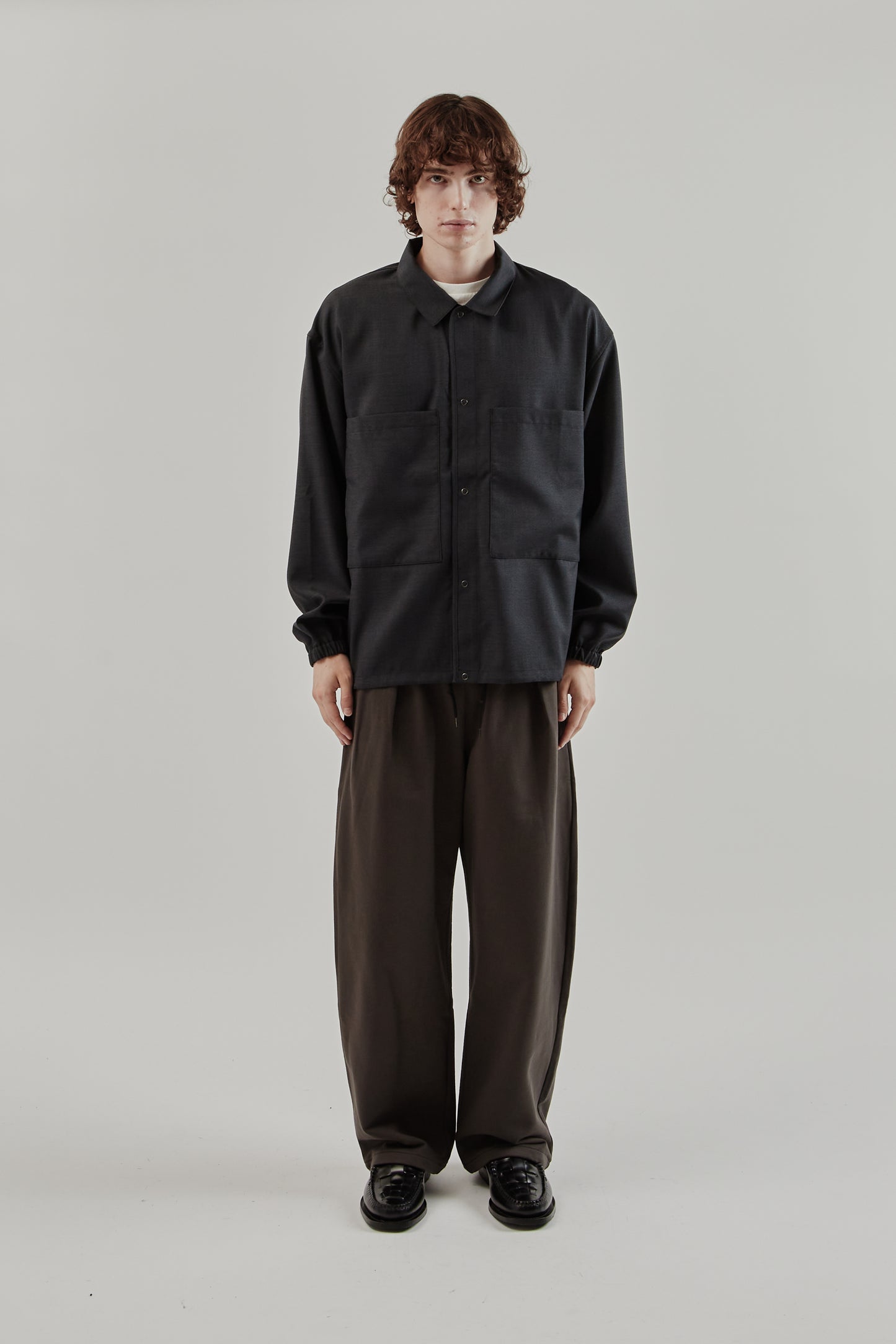 Still By Hand FW25 Double Pocket Shirt Jacket Charcoal 12
