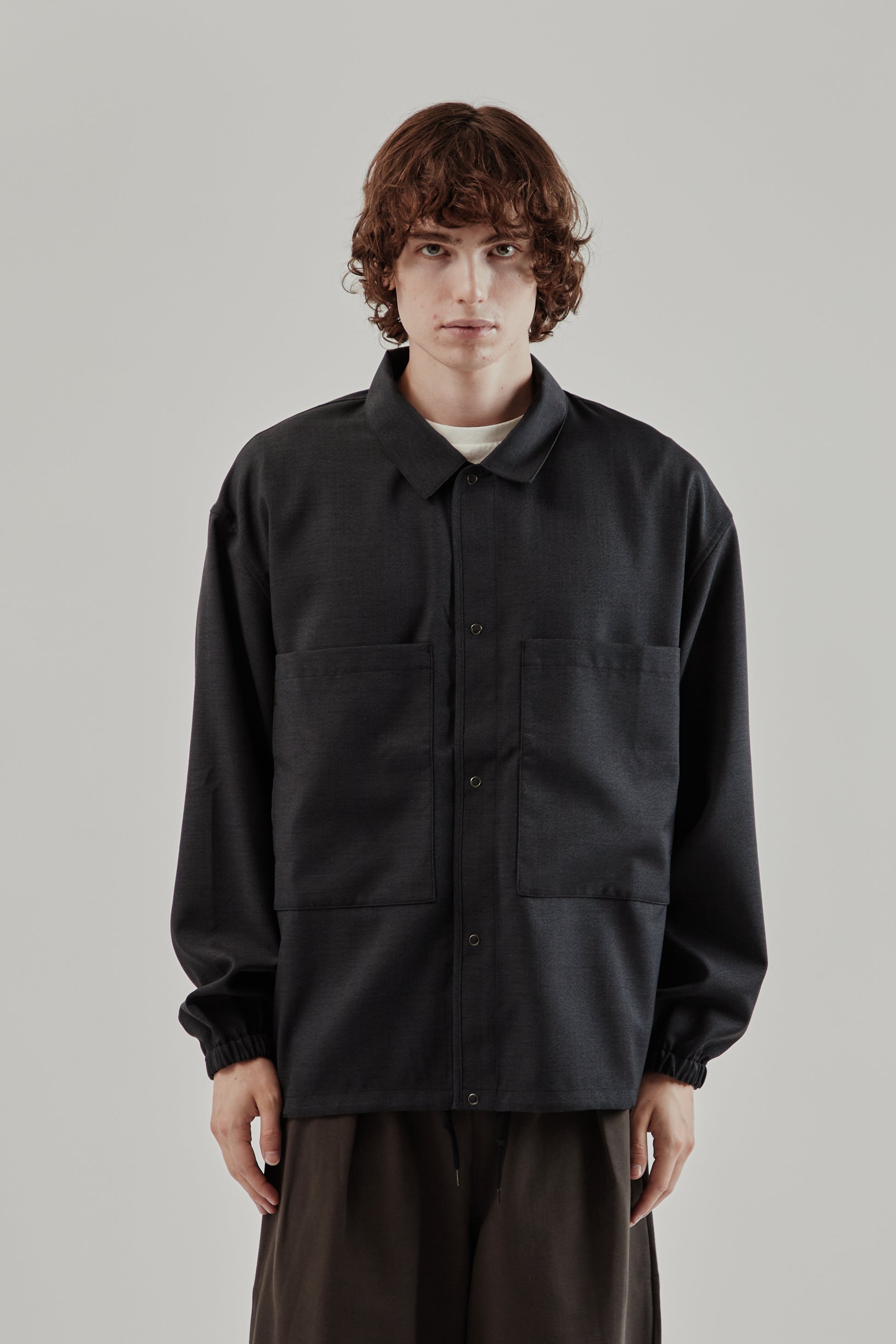 Still By Hand FW25 Double Pocket Shirt Jacket Charcoal 13