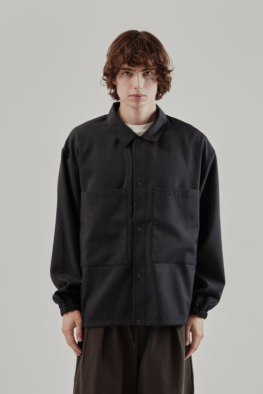 Still By Hand FW25 Double Pocket Shirt Jacket Charcoal 13
