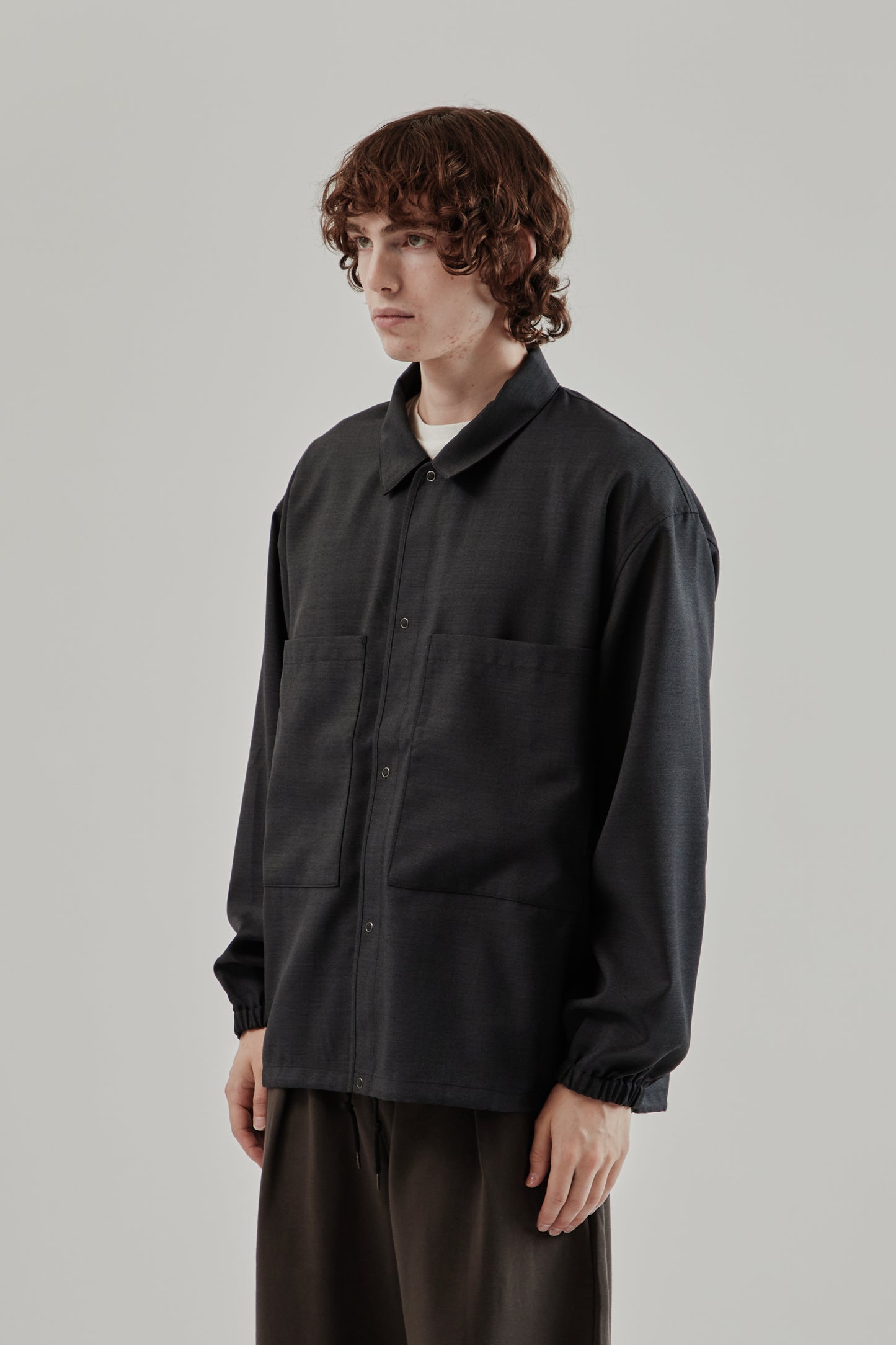 Still By Hand FW25 Double Pocket Shirt Jacket Charcoal 14