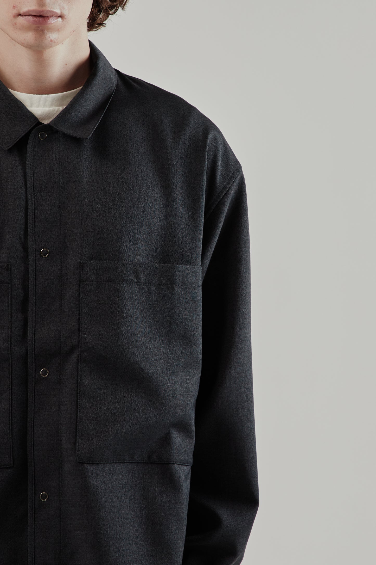 Still By Hand FW25 Double Pocket Shirt Jacket Charcoal 18