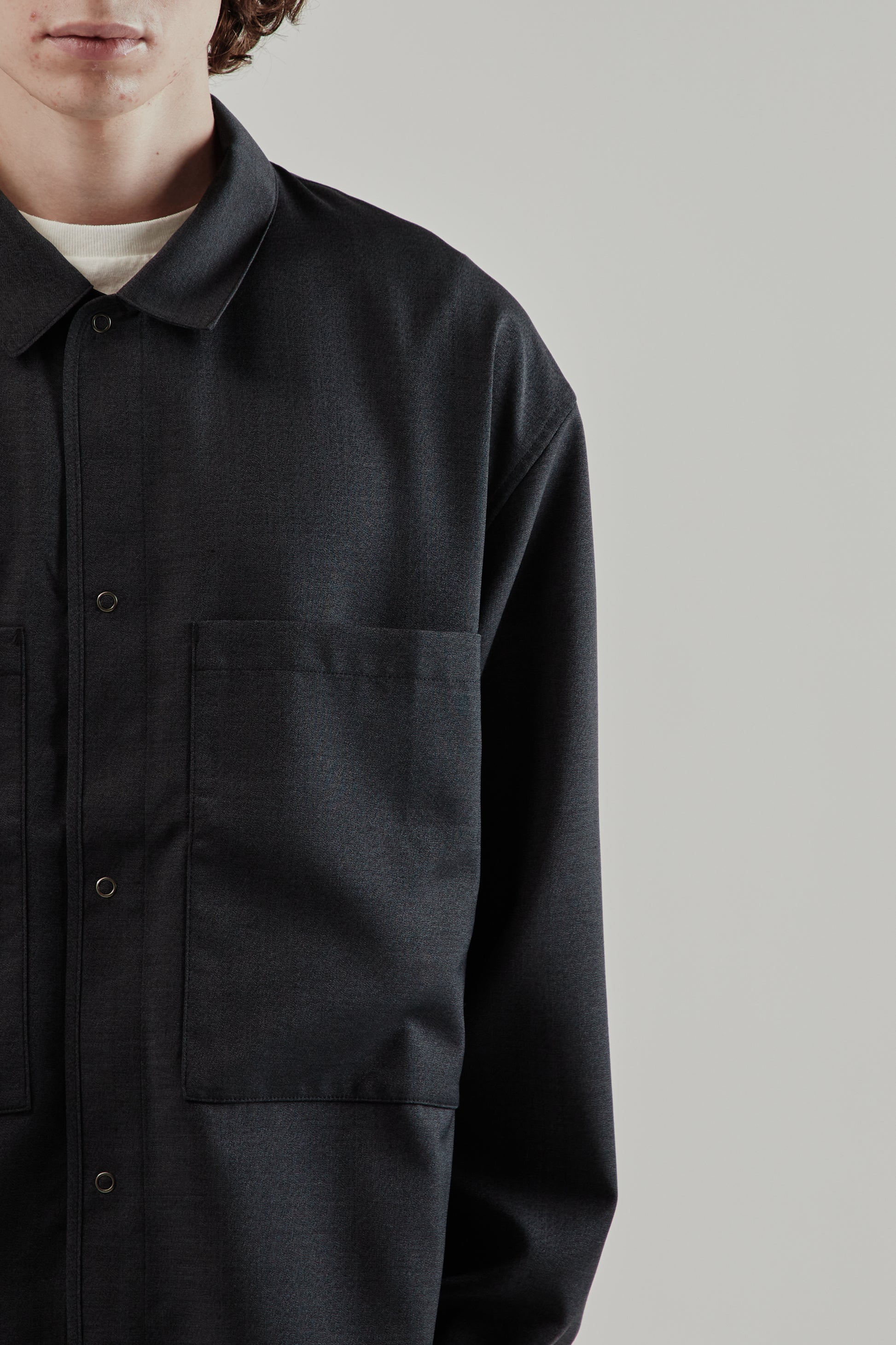 Still By Hand FW25 Double Pocket Shirt Jacket Charcoal 18