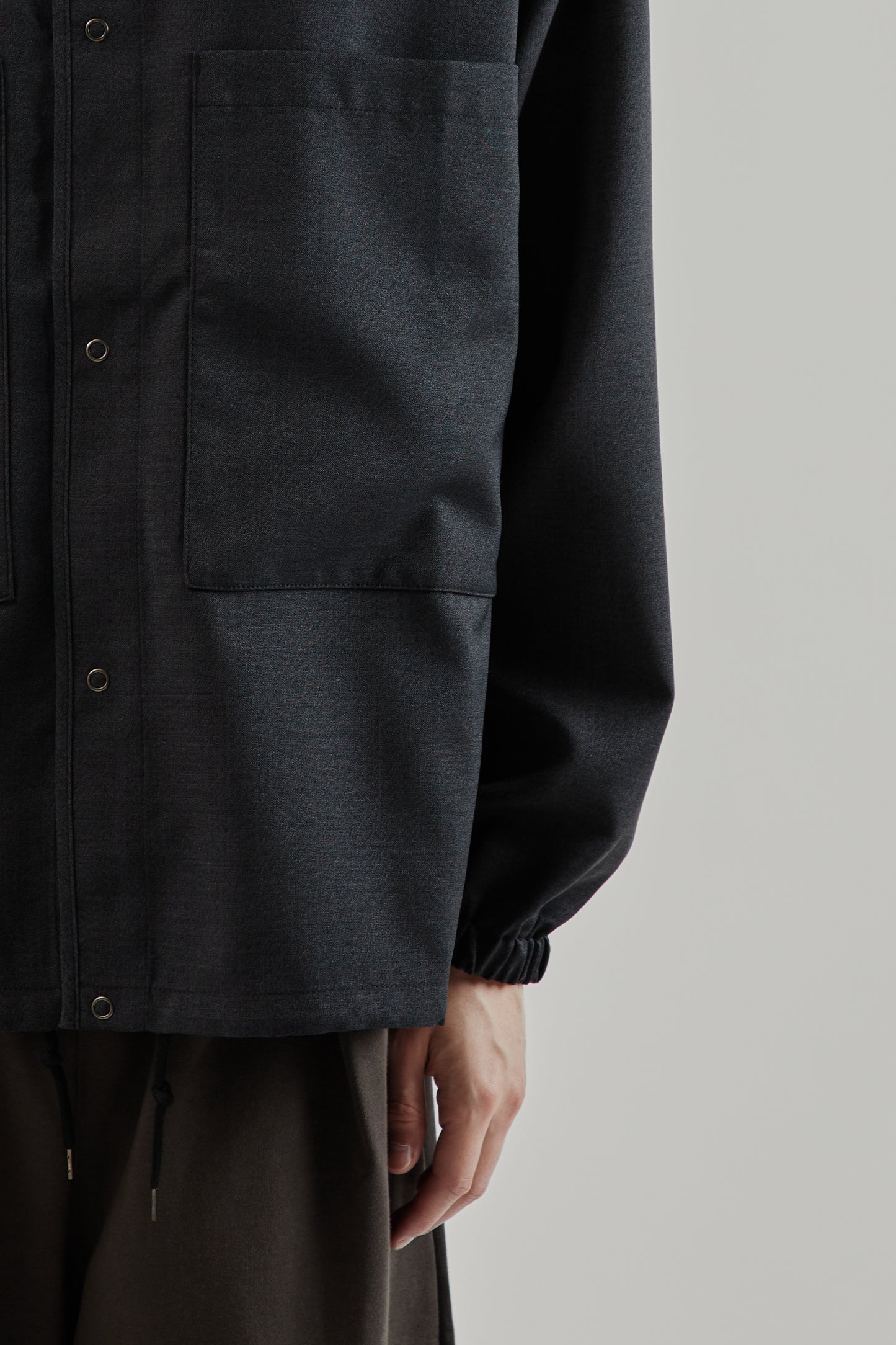 Still By Hand FW25 Double Pocket Shirt Jacket Charcoal 19