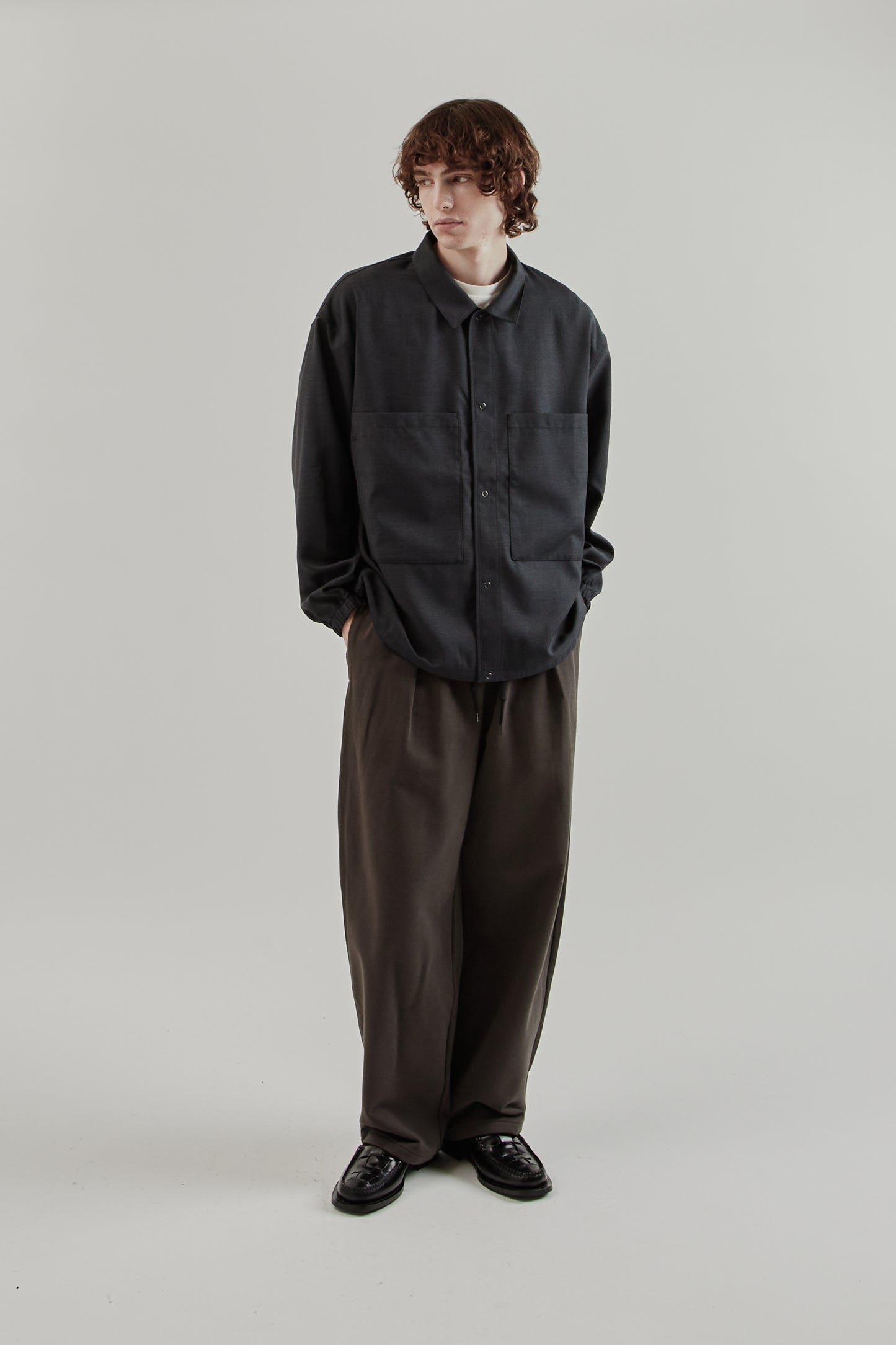 Still By Hand FW25 Double Pocket Shirt Jacket Charcoal 21
