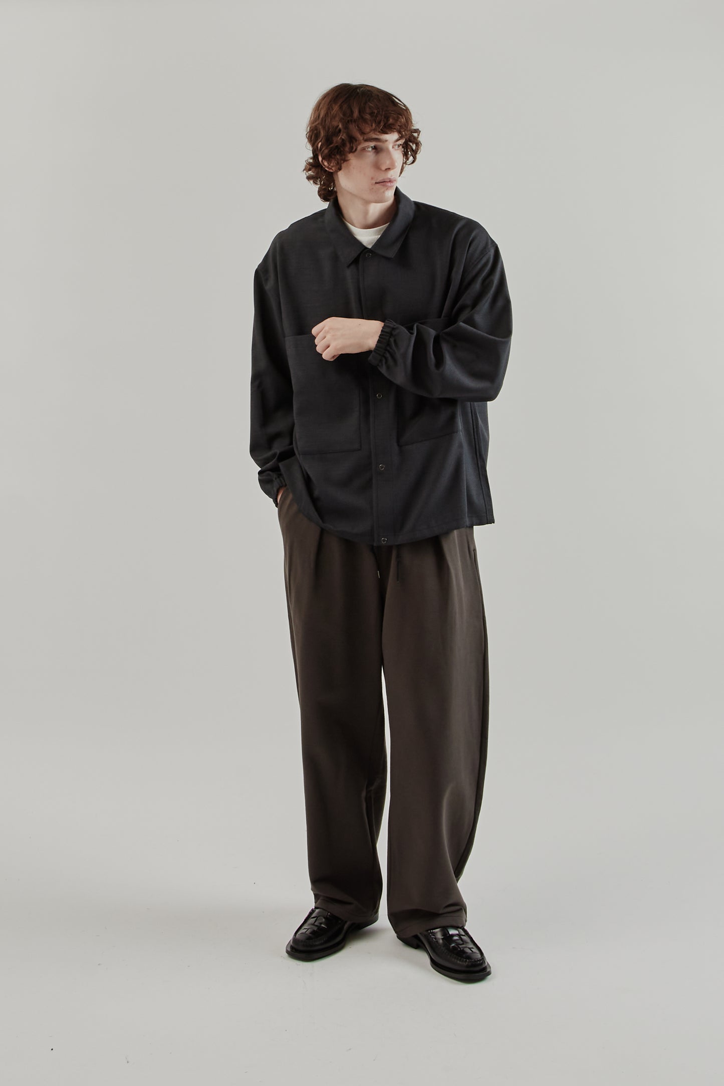 Still By Hand FW25 Double Pocket Shirt Jacket Charcoal 22
