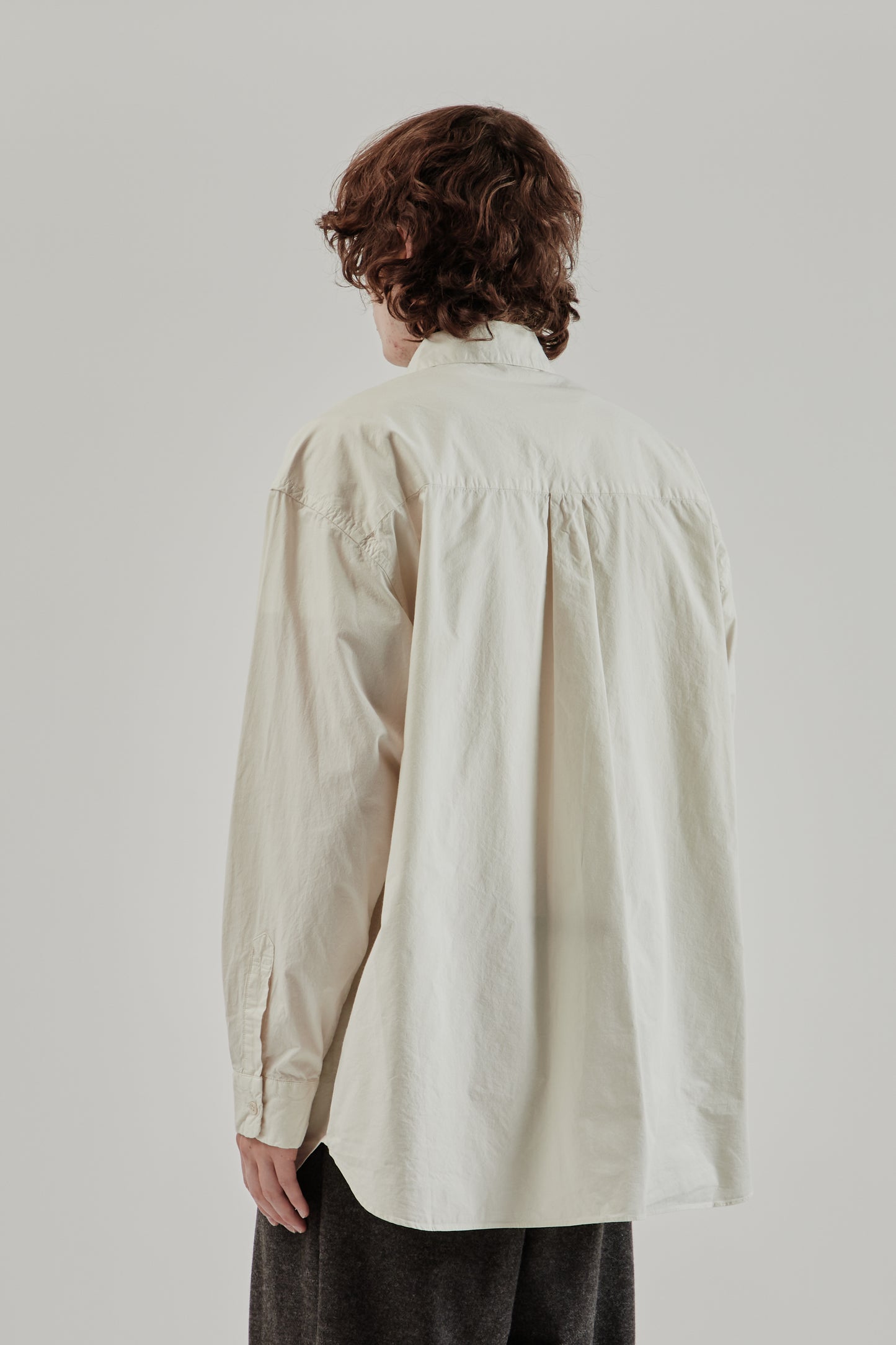 Still By Hand FW25 Garment Dyed Over Shirt Ecru 4