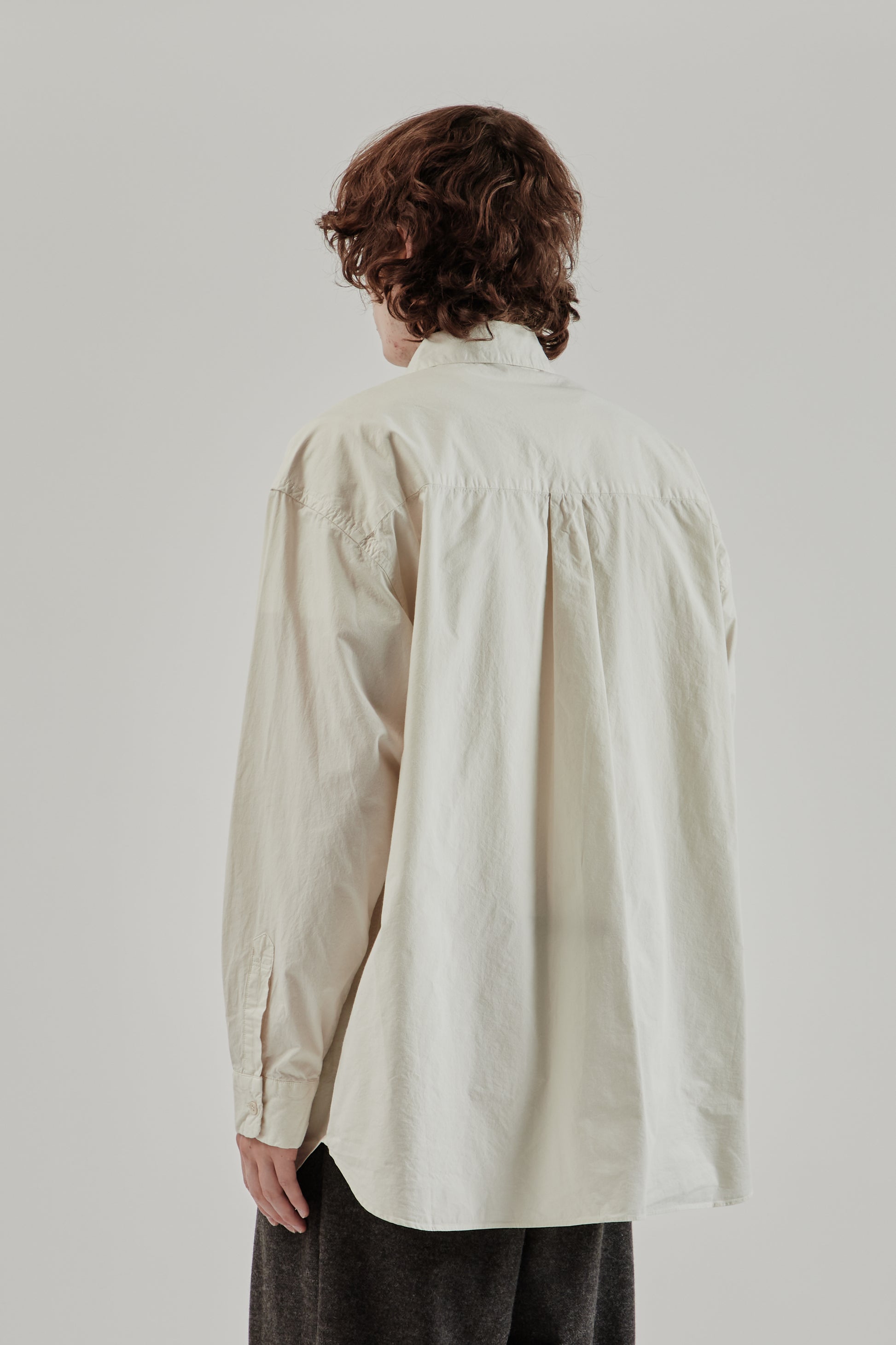 Still By Hand FW25 Garment Dyed Over Shirt Ecru 4