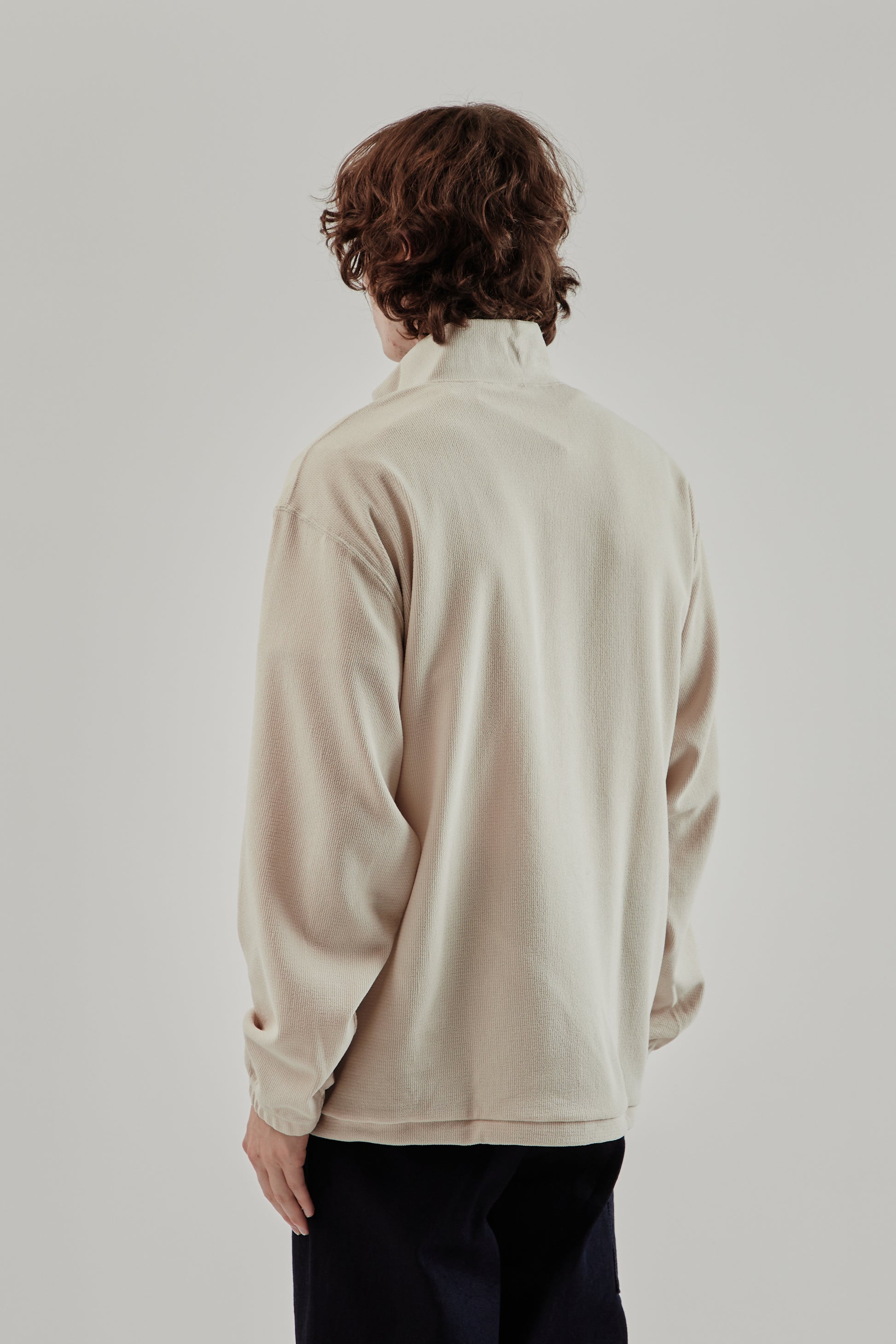 Still By Hand FW25 High Neck Zip Up Jumper Light Beige 11
