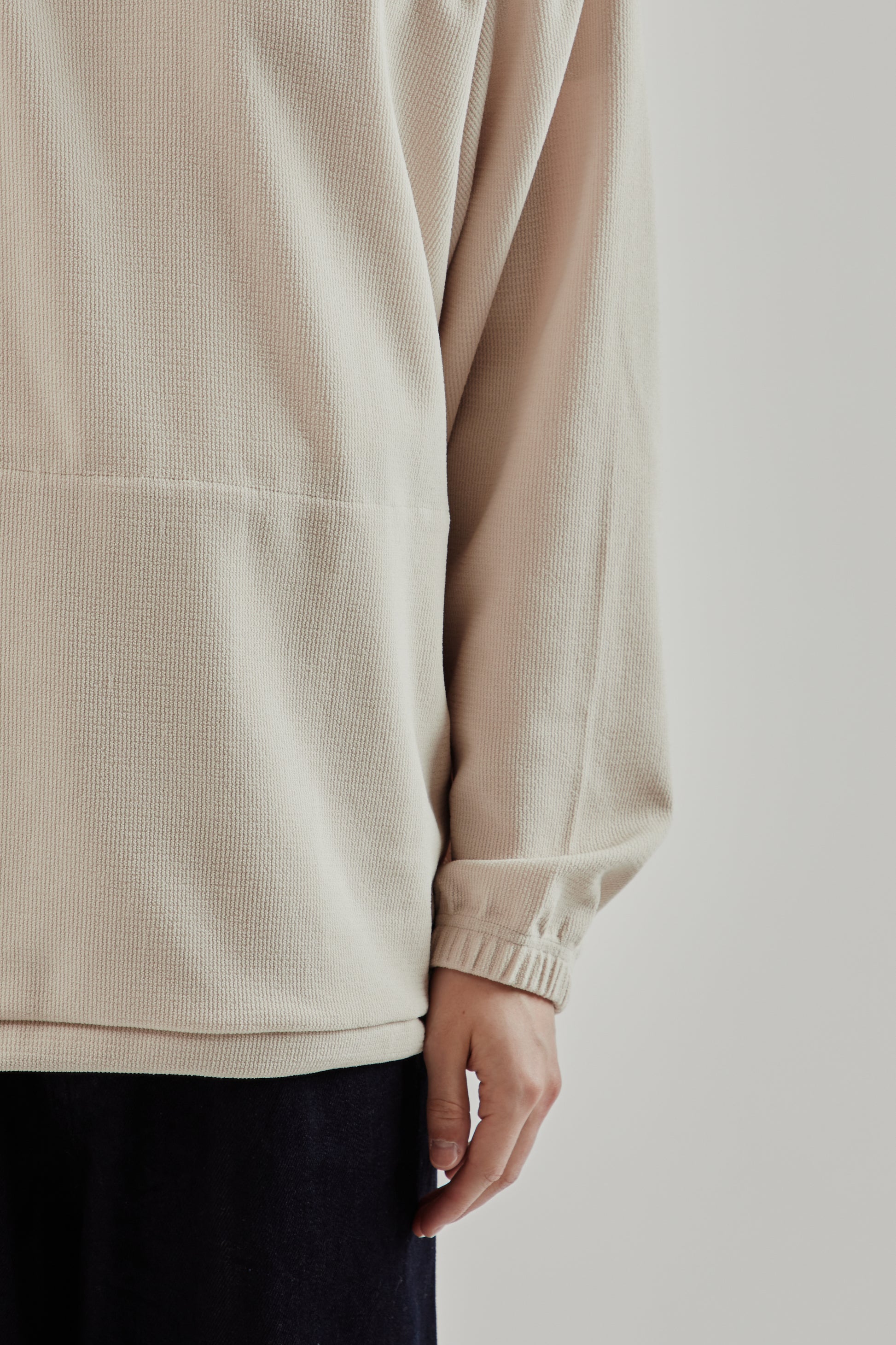 Still By Hand FW25 High Neck Zip Up Jumper Light Beige 15