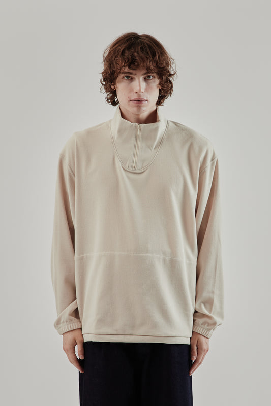 Still By Hand FW25 High Neck Zip Up Jumper Light Beige 9
