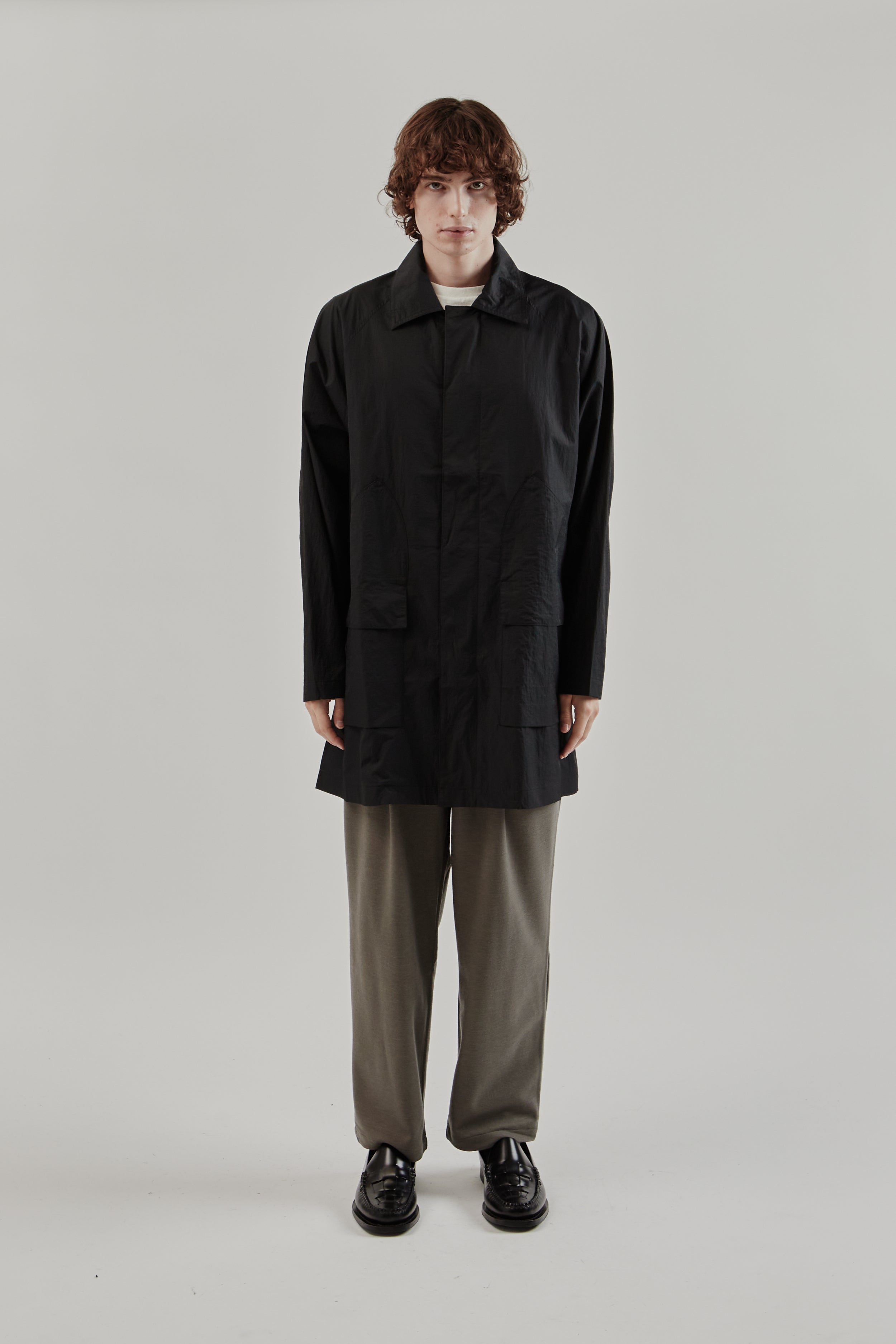 Still By Hand Nylon Half Coat - Ink Black | Wallace