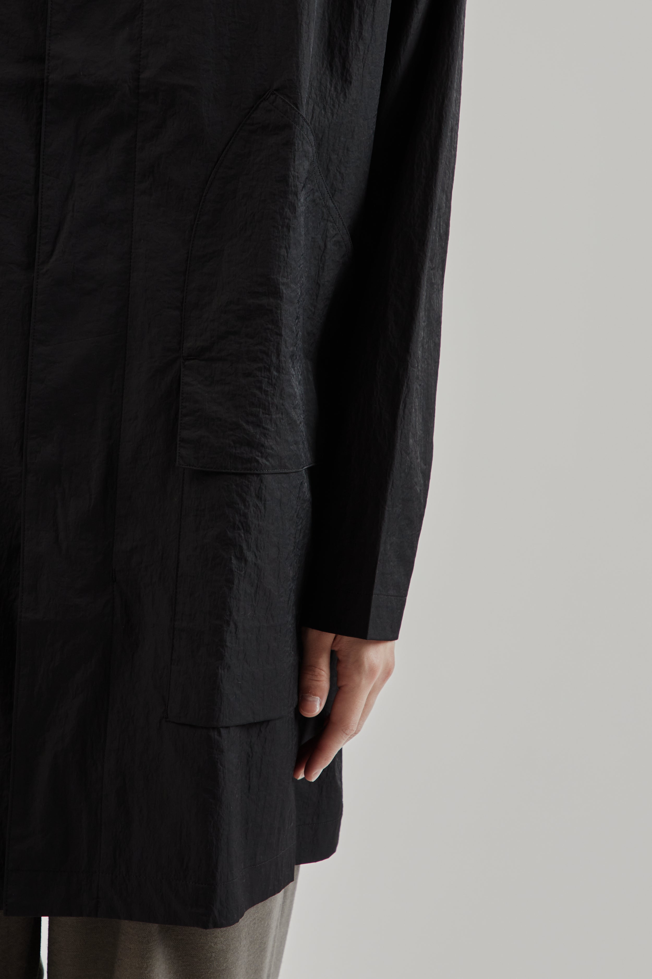 Still By Hand Nylon Half Coat - Ink Black | Wallace Mercantile Shop