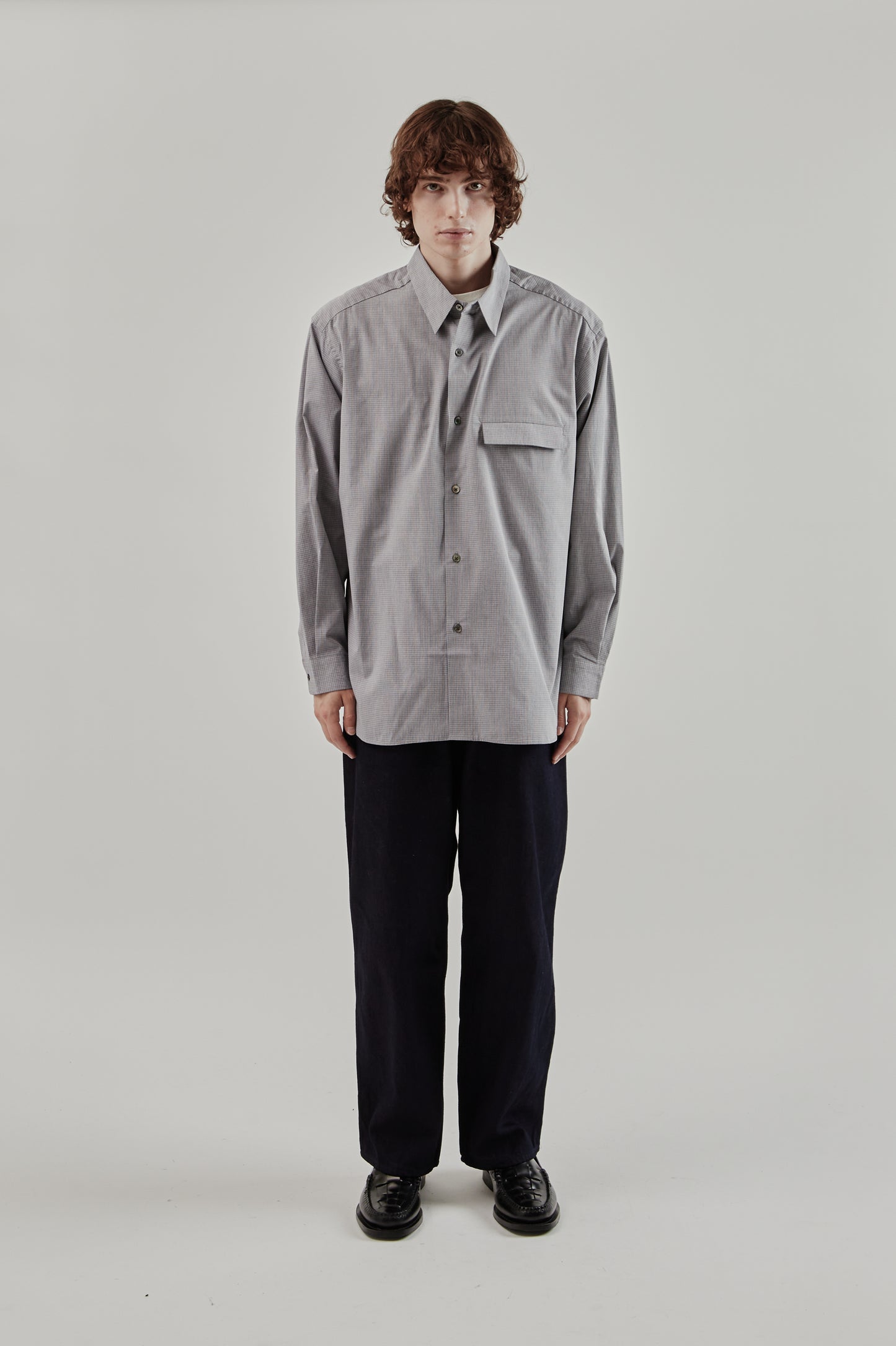 Still By Hand FW25 Oversized Shirt Grey Check 1