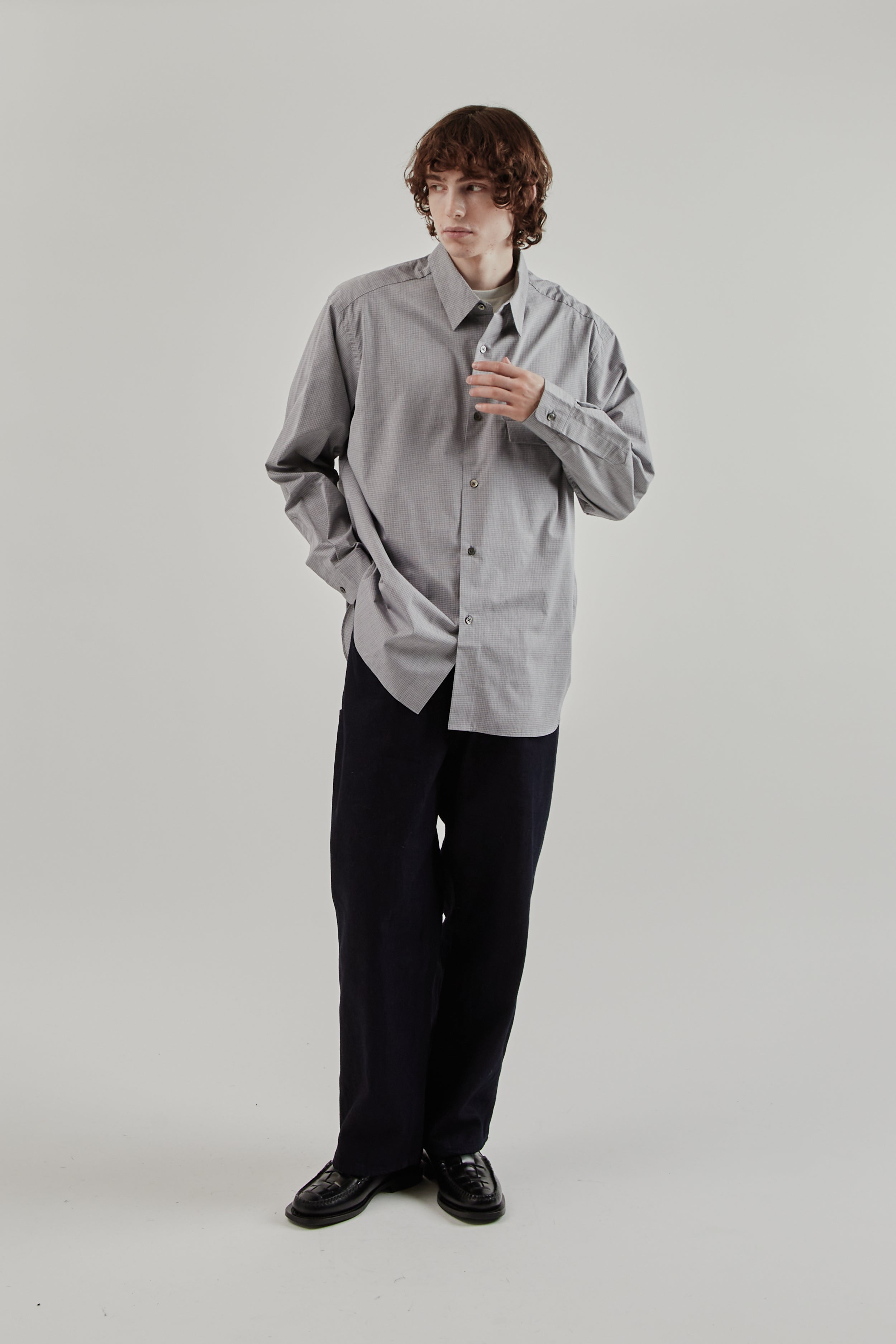 Still By Hand Oversized Shirt - Grey Check | Wallace