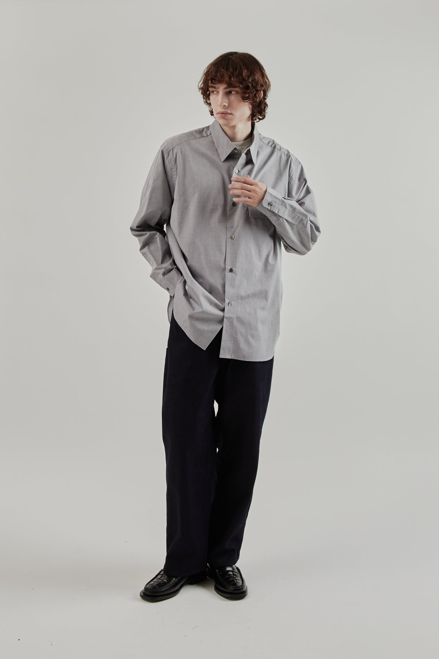 Still By Hand FW25 Oversized Shirt Grey Check 10
